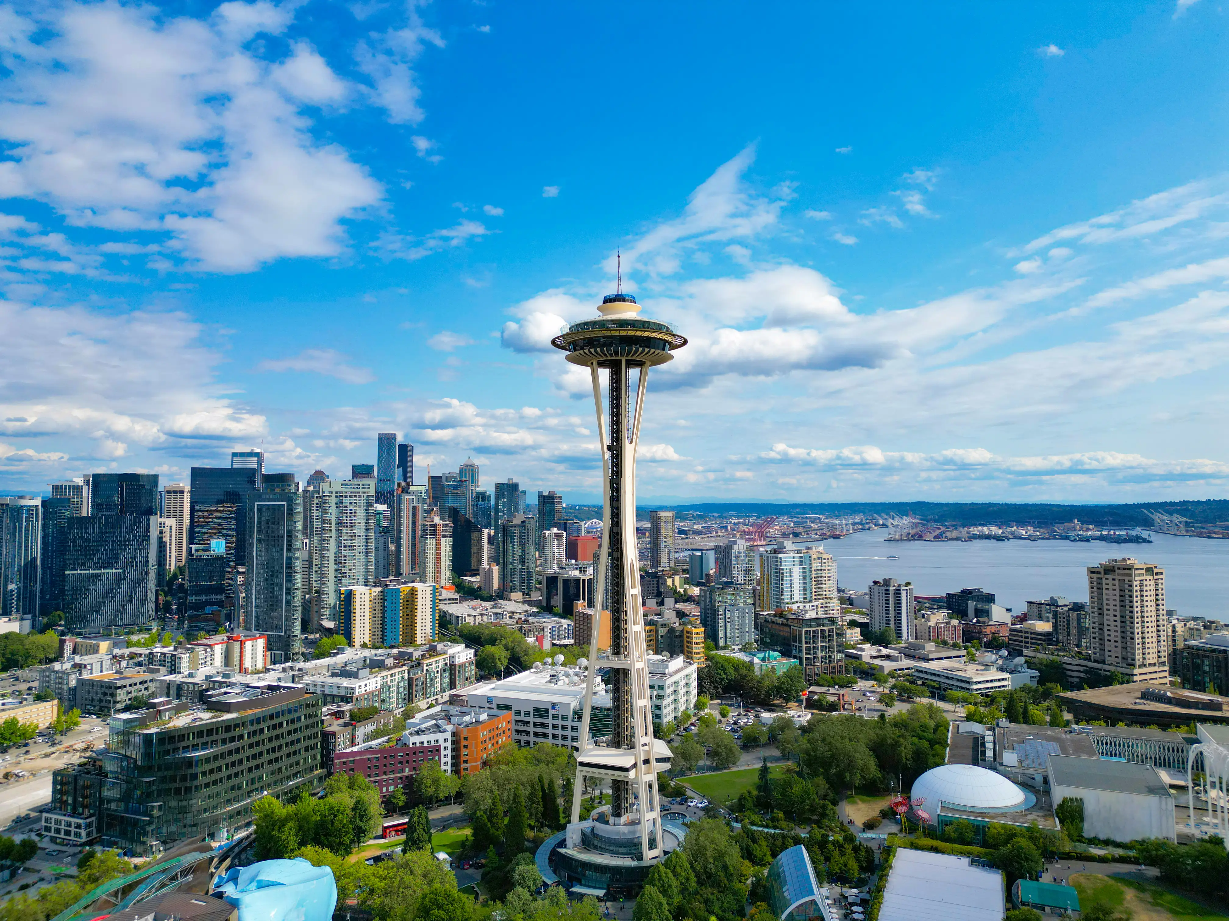 Space Needle and buildings in Seattle, Washington.