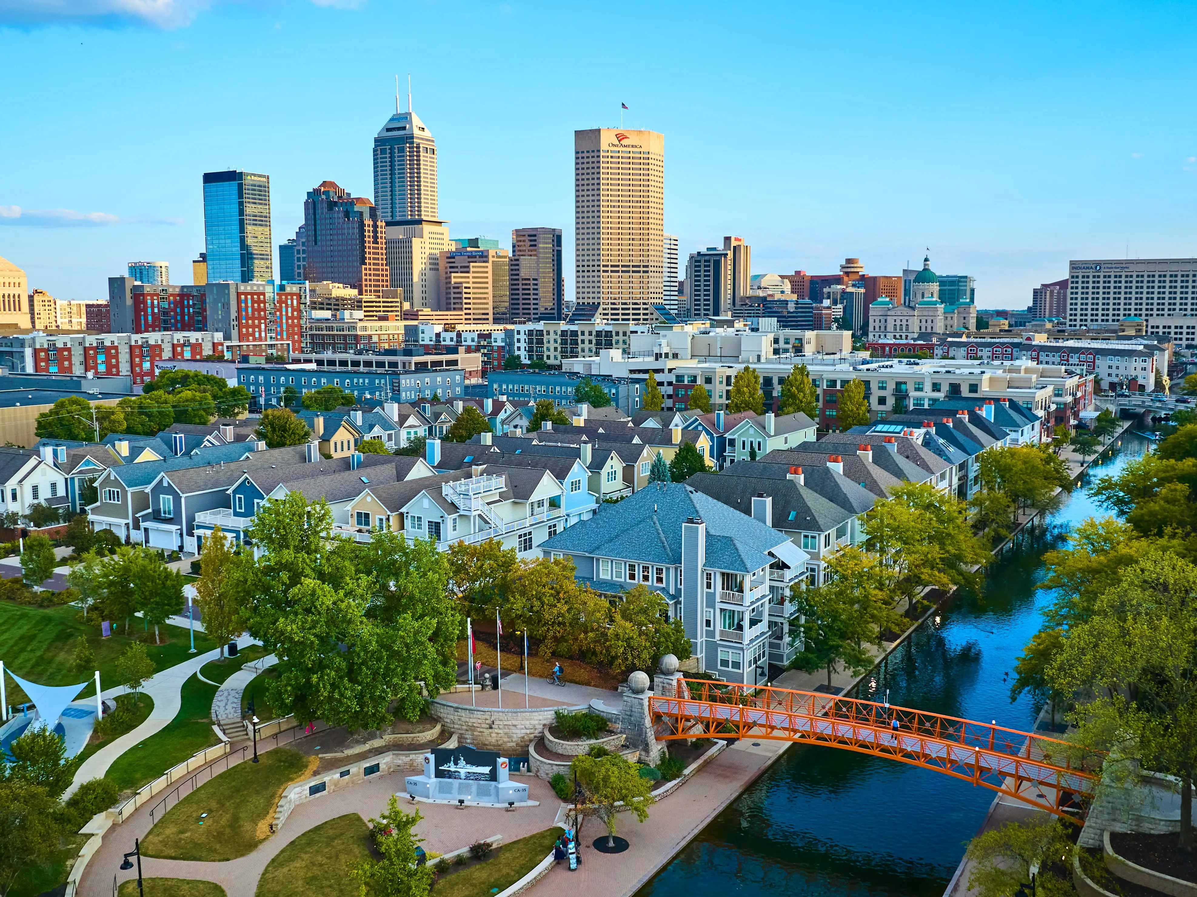 Homes and buildings in Indianapolis, Indiana.
