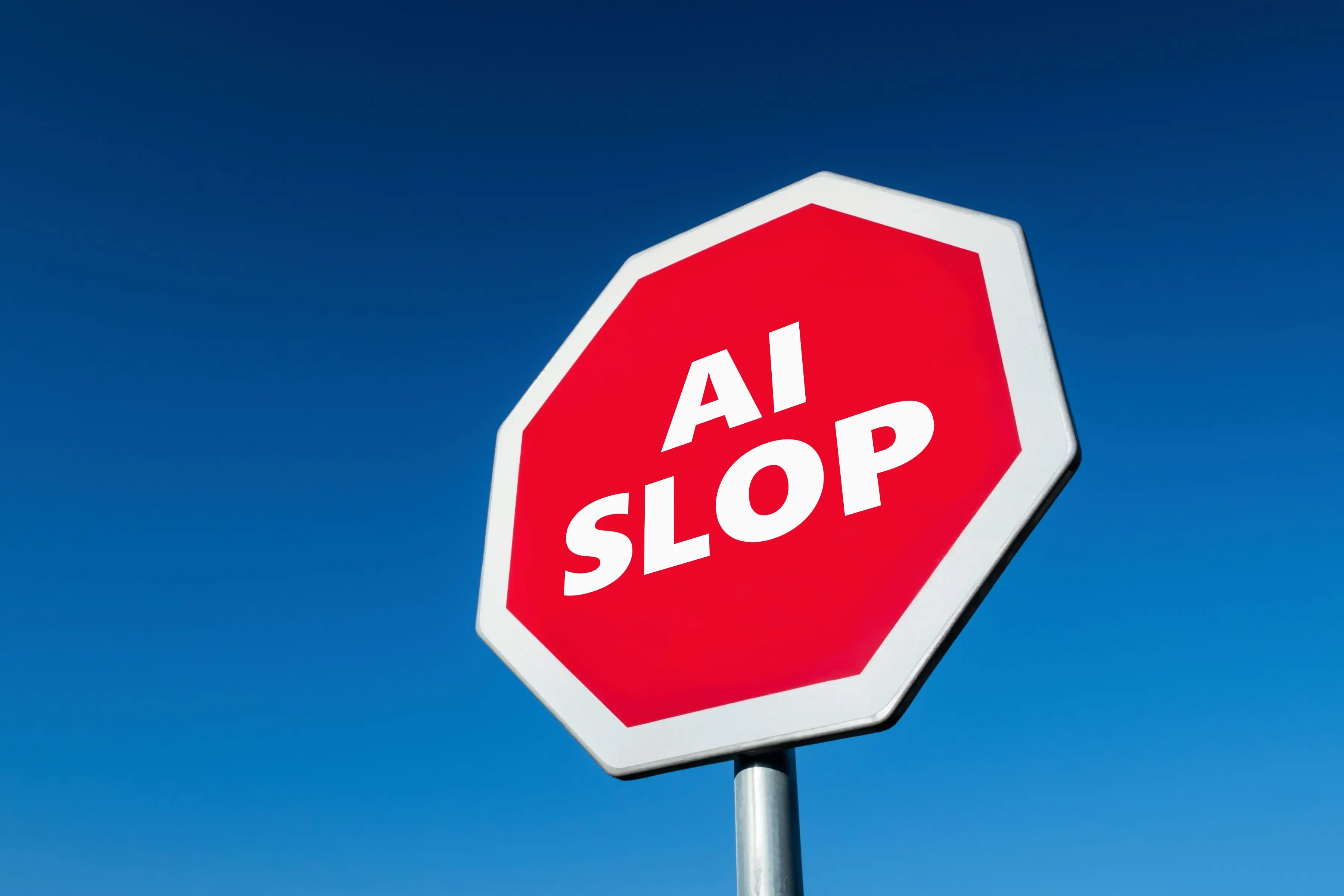 Stop AI Slop, low quality content generated by Artificial Intelligence. Traffic sign