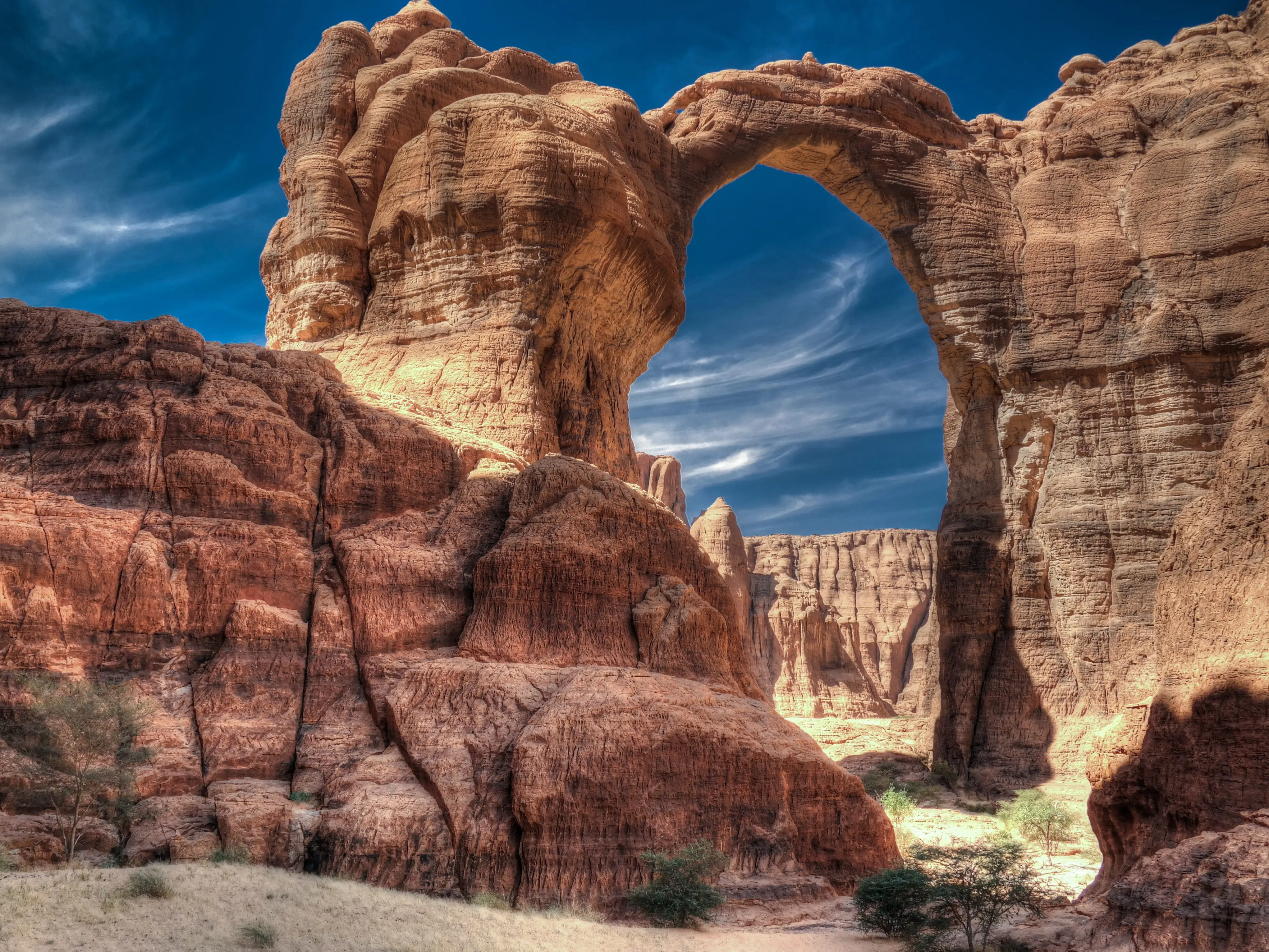 Abstract Rock formation at plateau Ennedi aka Aloba arch in Chad stock photo
