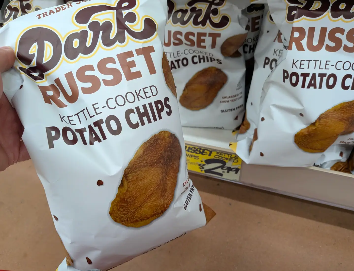 Trader Joe's dark russet kettle-cooked potato chips.