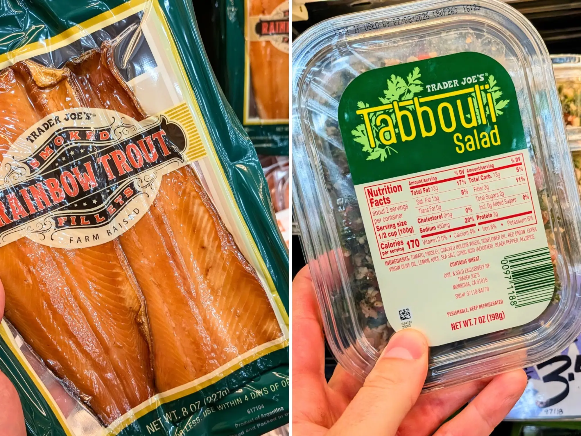 Smoked rainbow trout and tabbouli salad.