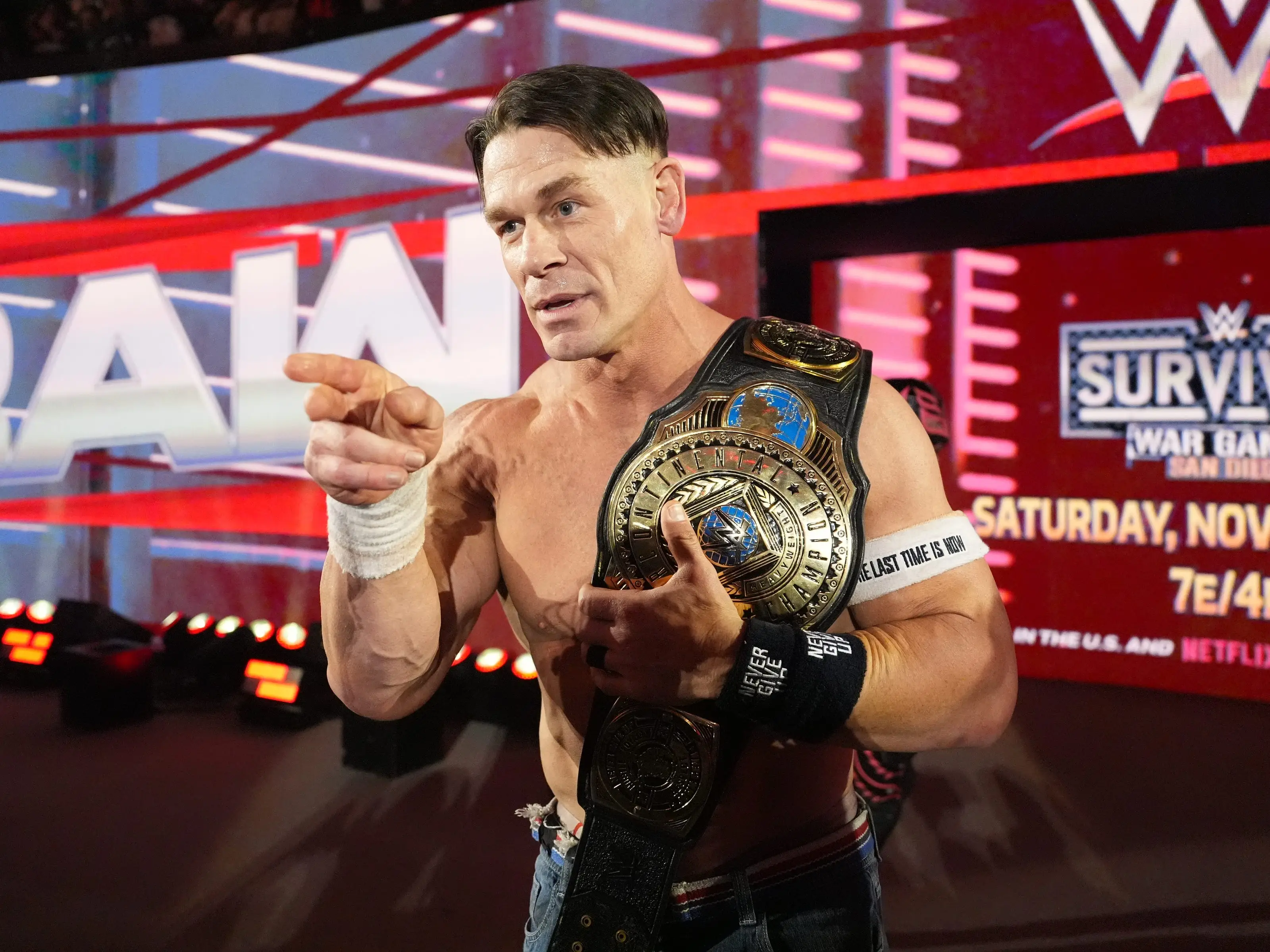 Intercontinental Champion John Cena during Monday Night RAW at Madison Square Garden on November 17, 2025 in New York City.