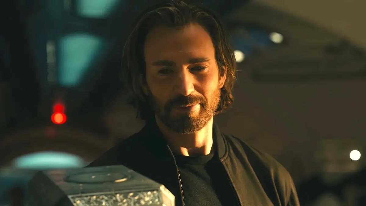 Chris Evans holding Thor hammer in Avengers Doomsday