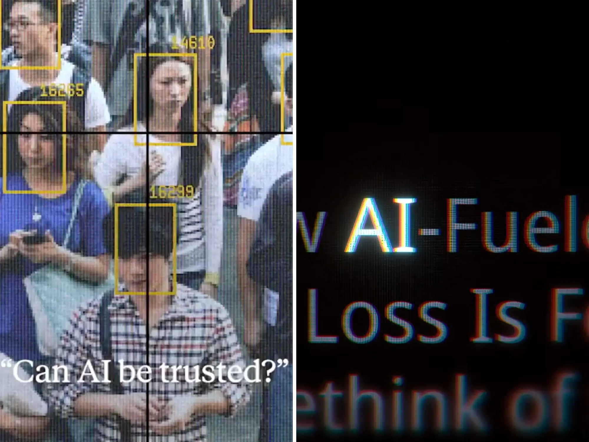 An Anthropic ad and a Meta ad are both pictured with worries about AI.
