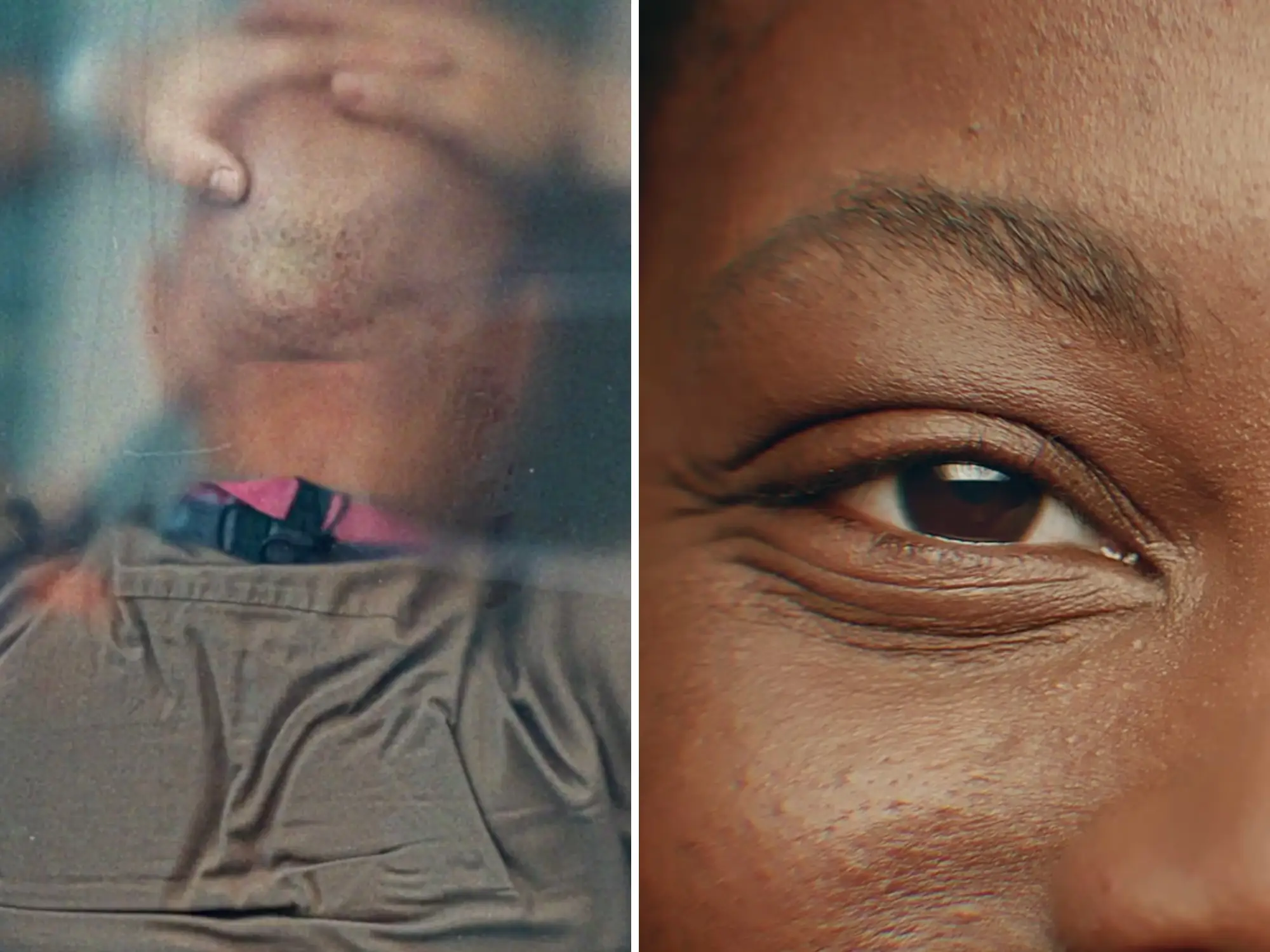 An Anthropic ad with a man holding his head, and a Meta ad with a woman smiling, are pictured.