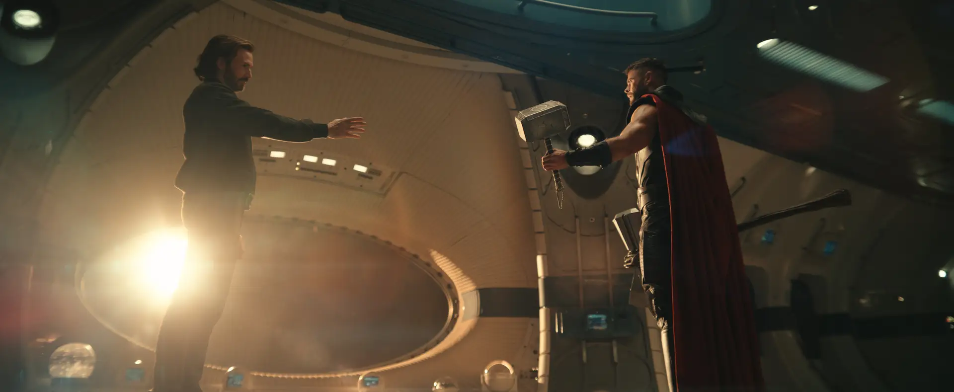 Chris Evans and Chris Hemsworth in the trailer for 