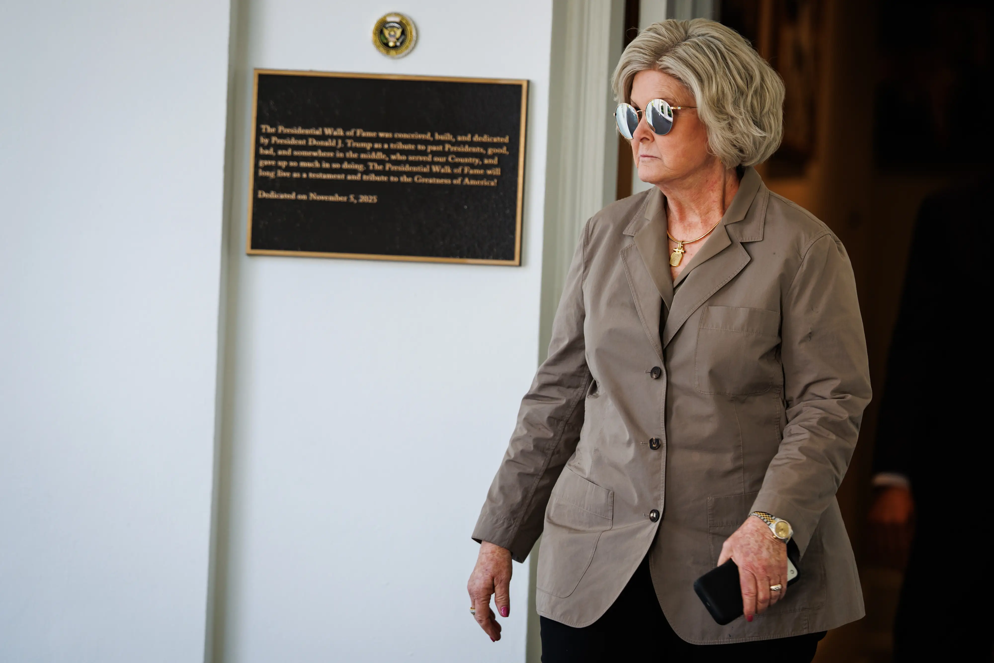 Susie Wiles, White House chief of staff, arrives for an event with the 2025 World Series champions Los Angeles Dodgers in the Rose Garden of the White House in Washington, DC, US, on Thursday, July 23, 2026.