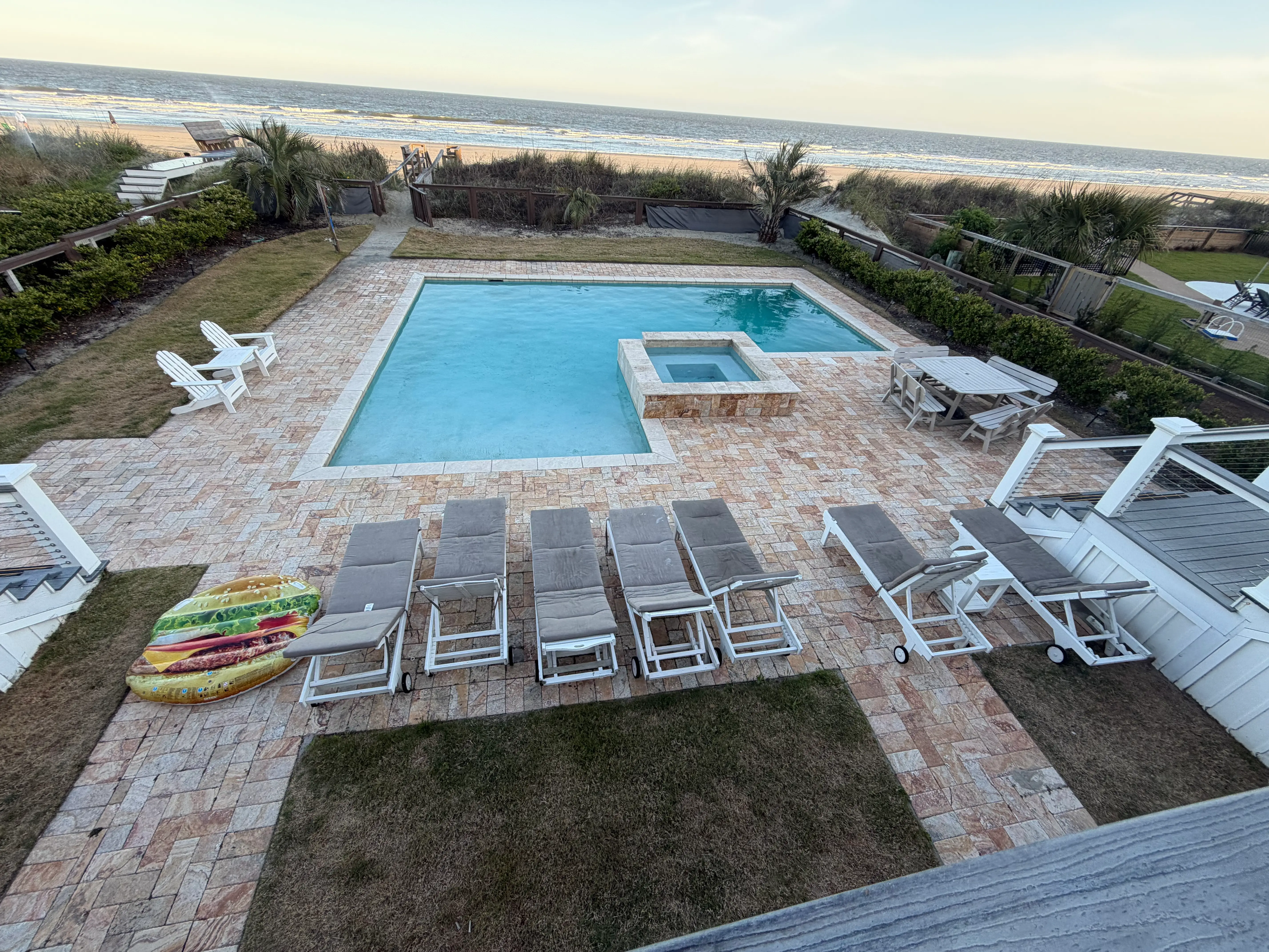 The pool and view from a beach house that rents for $16,000 a week.