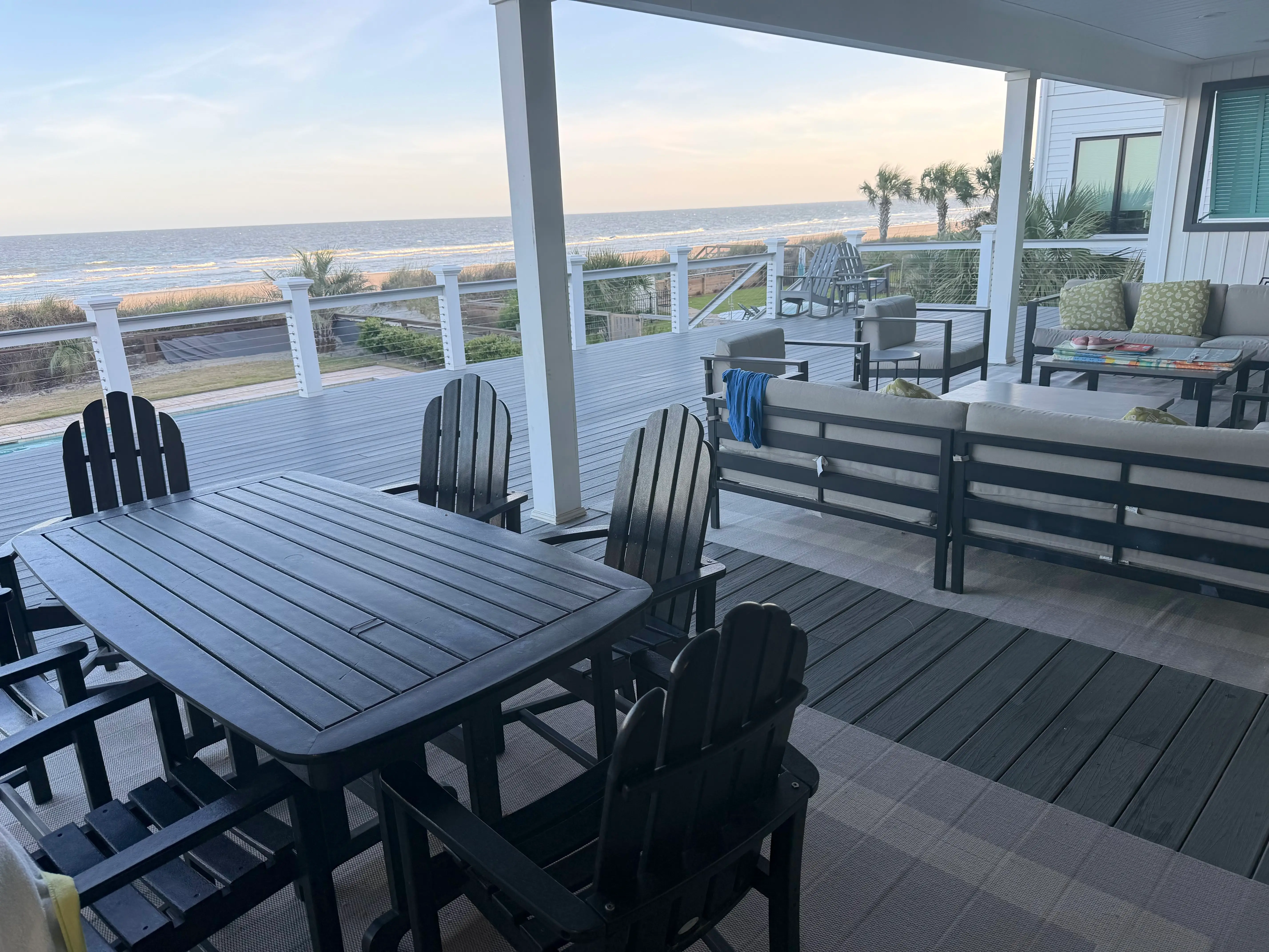 The deck of a South Carolina beach house.
