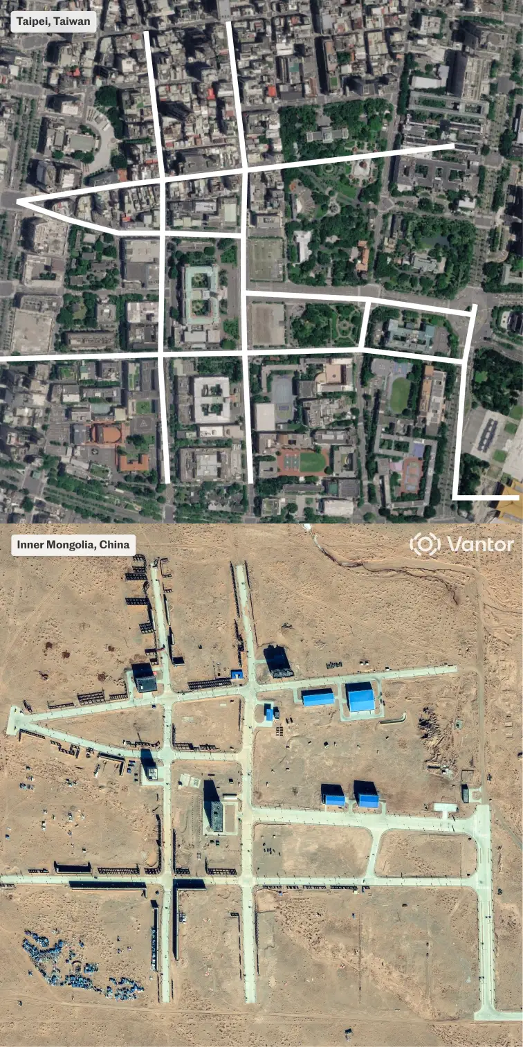 A mock-up in Inner Mongolia closely resembles the layout of the Taiwanese capital, Taipei.