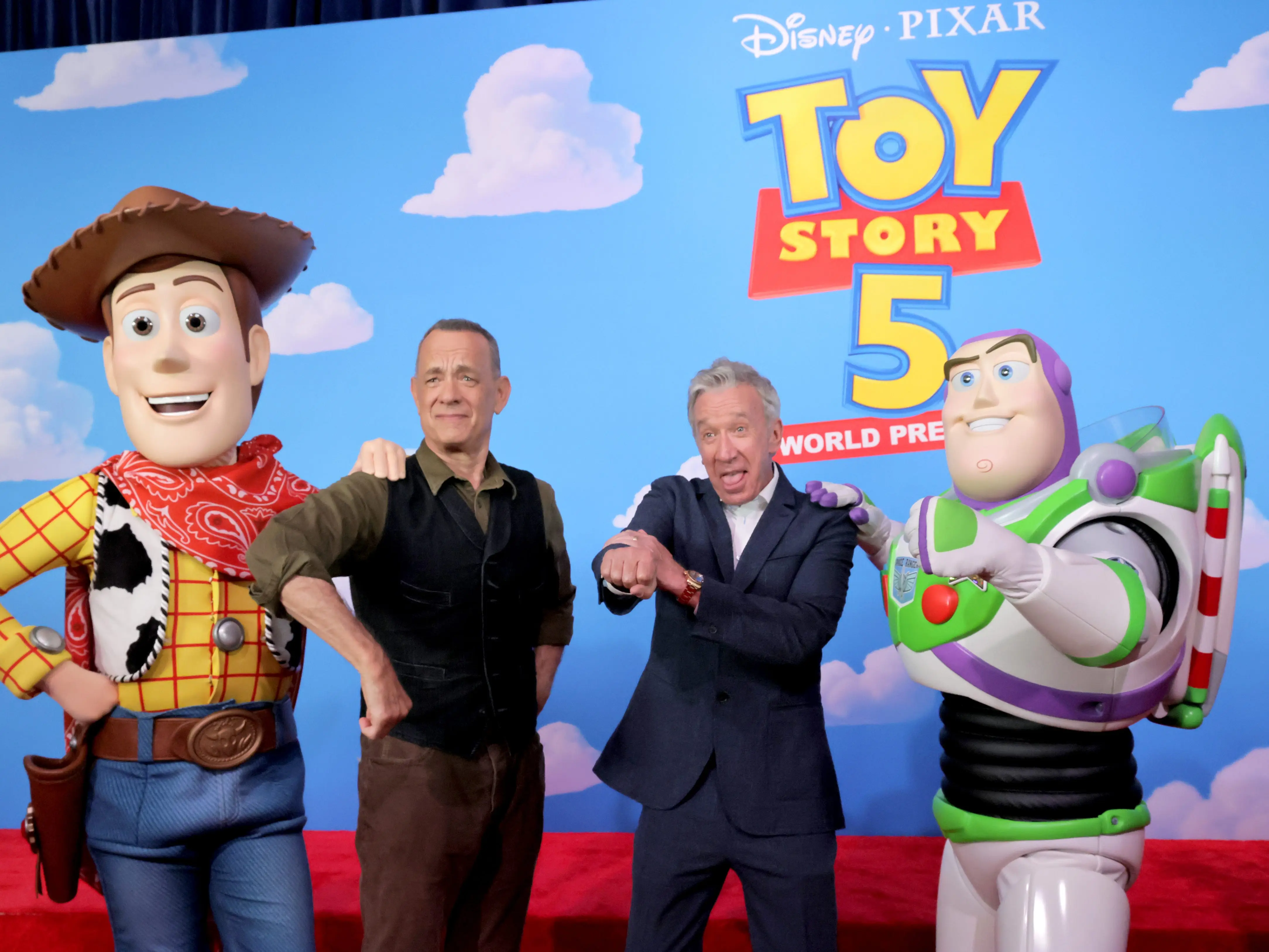 Tom Hanks and Tim Allen attend the Toy Story 5 Los Angeles World Premiere at Dolby Theatre in Los Angeles, California on June 09, 2026.