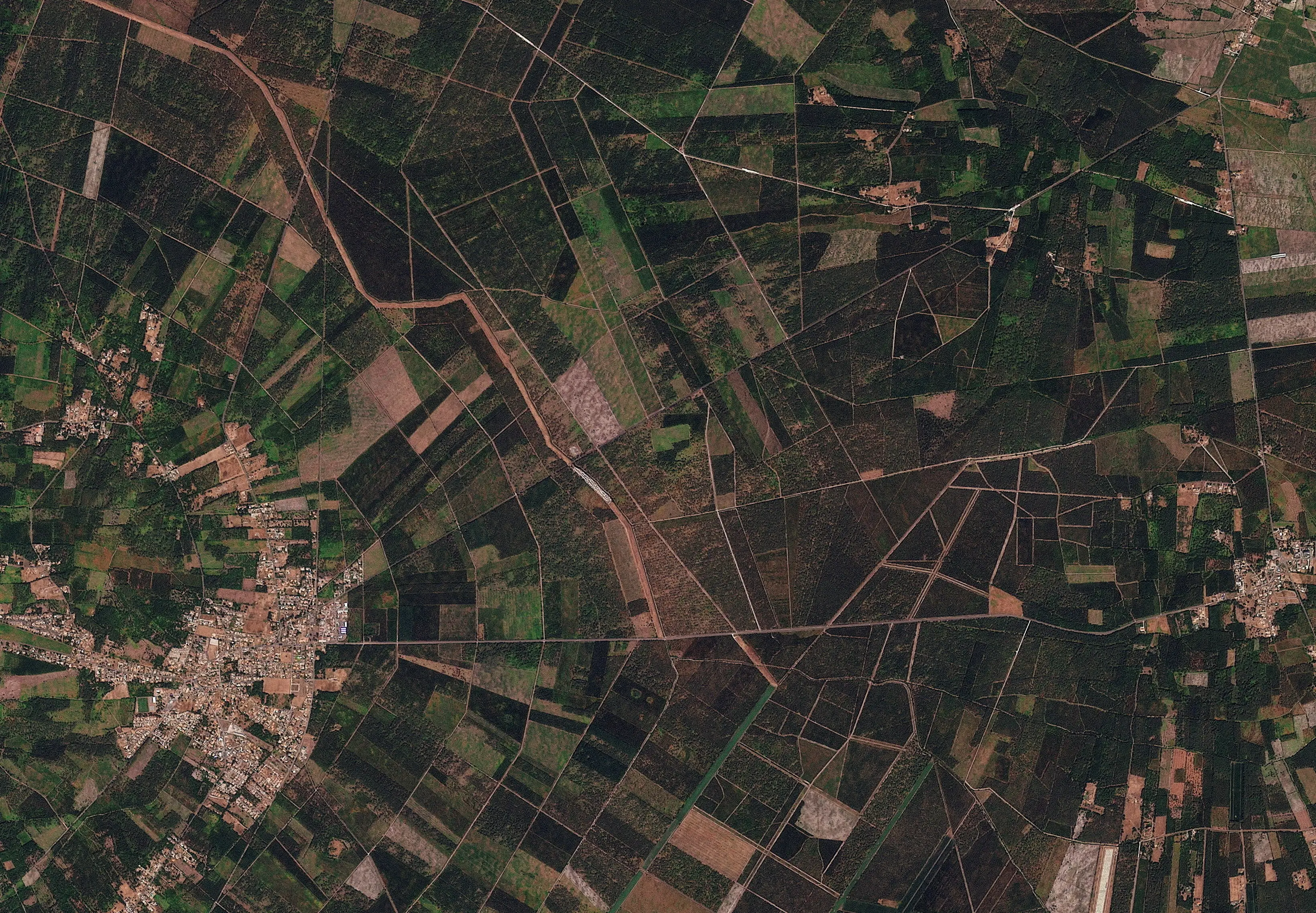 Satellite imagery shows an area before it was affected by wildfire, near Le Porge, in Nouvelle-Aquitaine, France July 21, 2026.