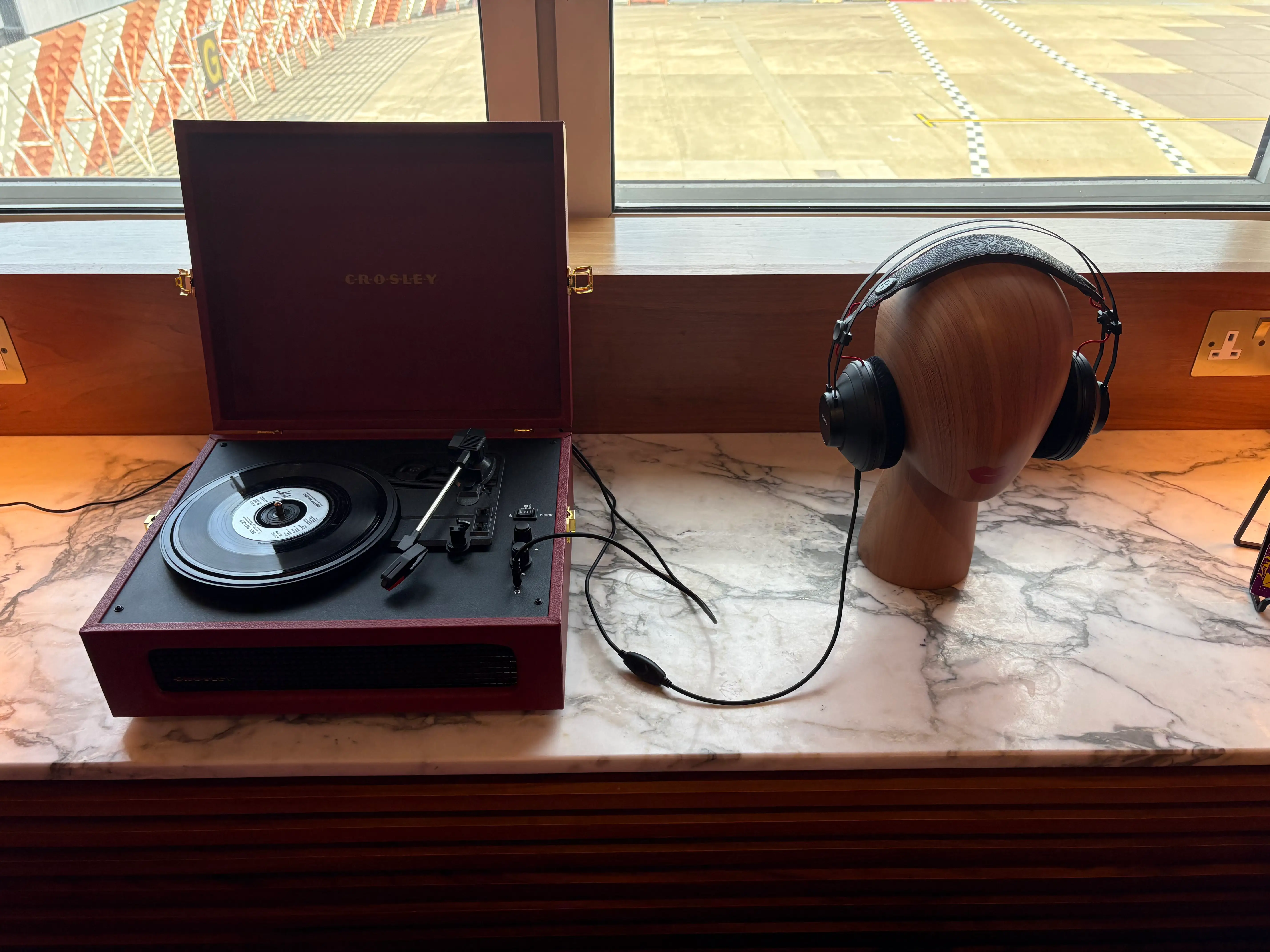 The record player and headphones in the Royal Box.