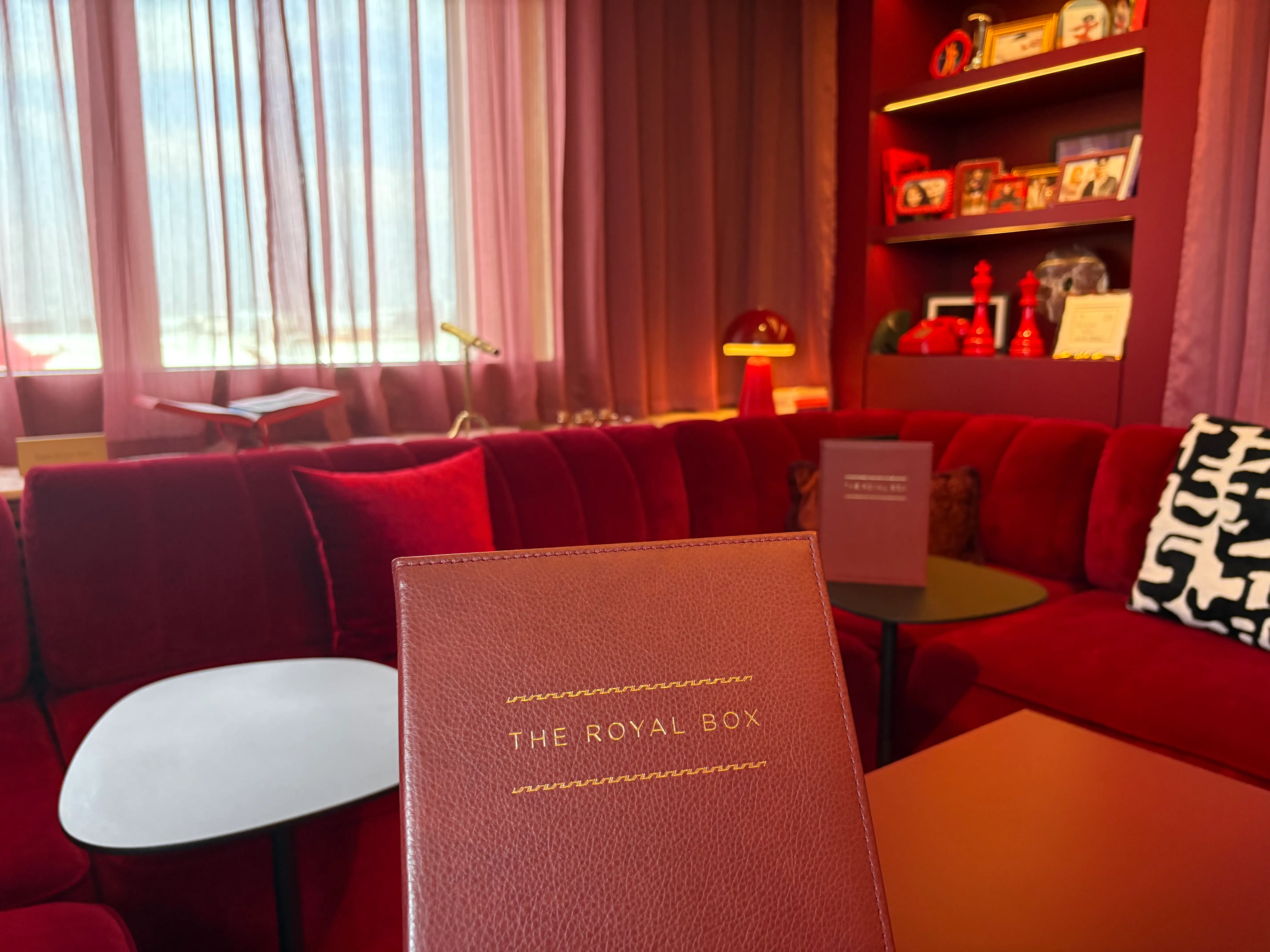 A view of the Royal Box and the menu.