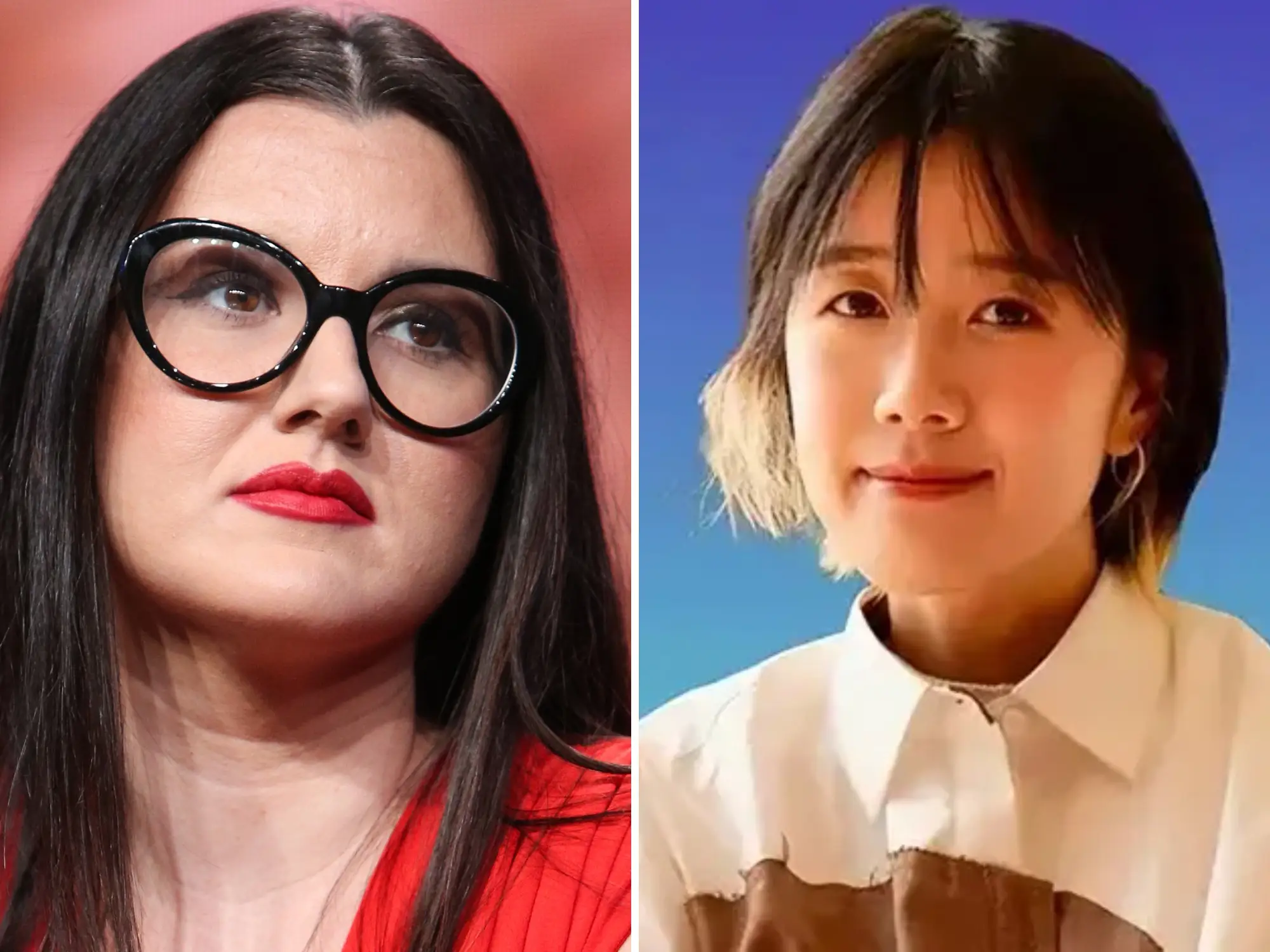 A split-screen portrait of Fidji Simo and Lilian Weng.