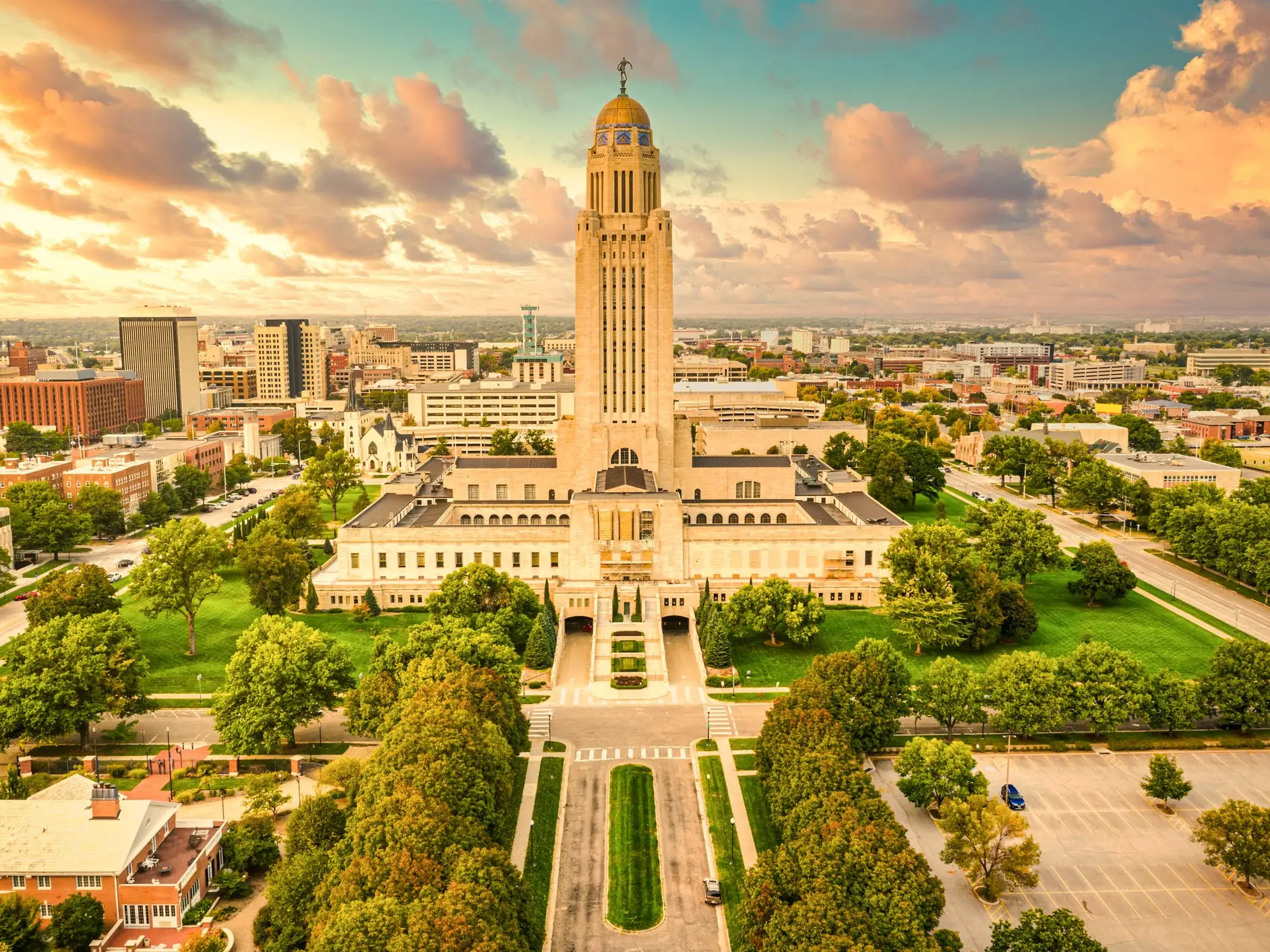 State capitol building in Lincoln, Nebraska.