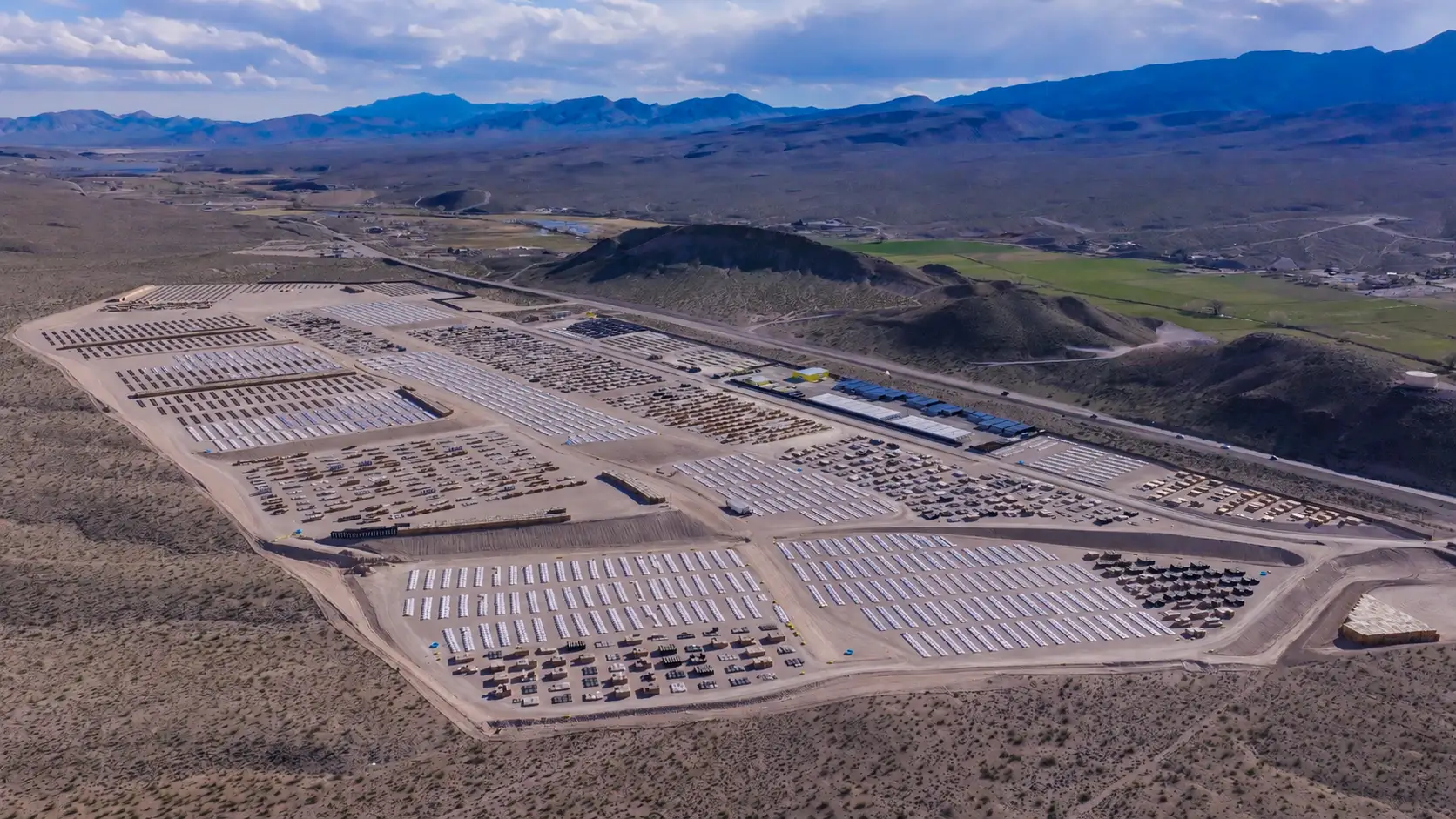 A Redwood Materials facility where battery feedstock is stored.