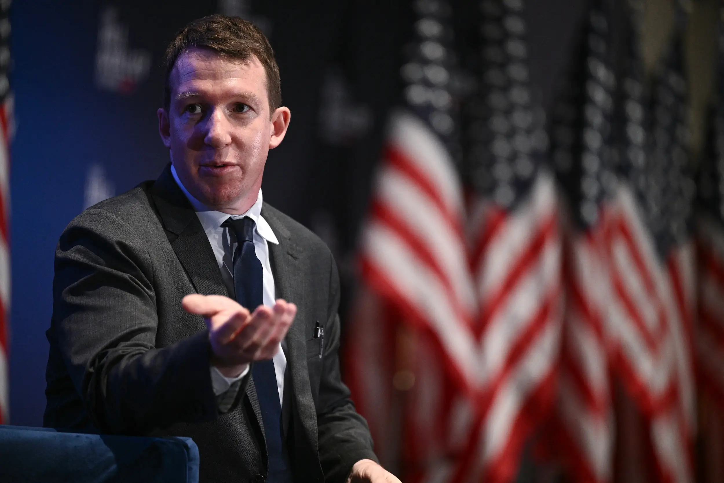 Anthropic cofounder Jack Clark speaks during an event