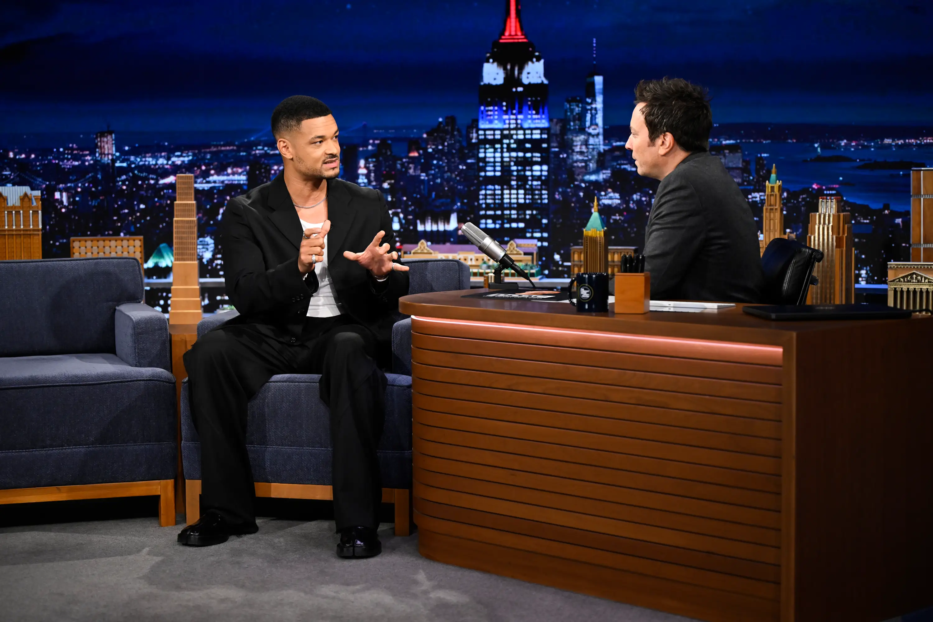 Podcaster Steven Bartlett on Jimmy Fallon's show.