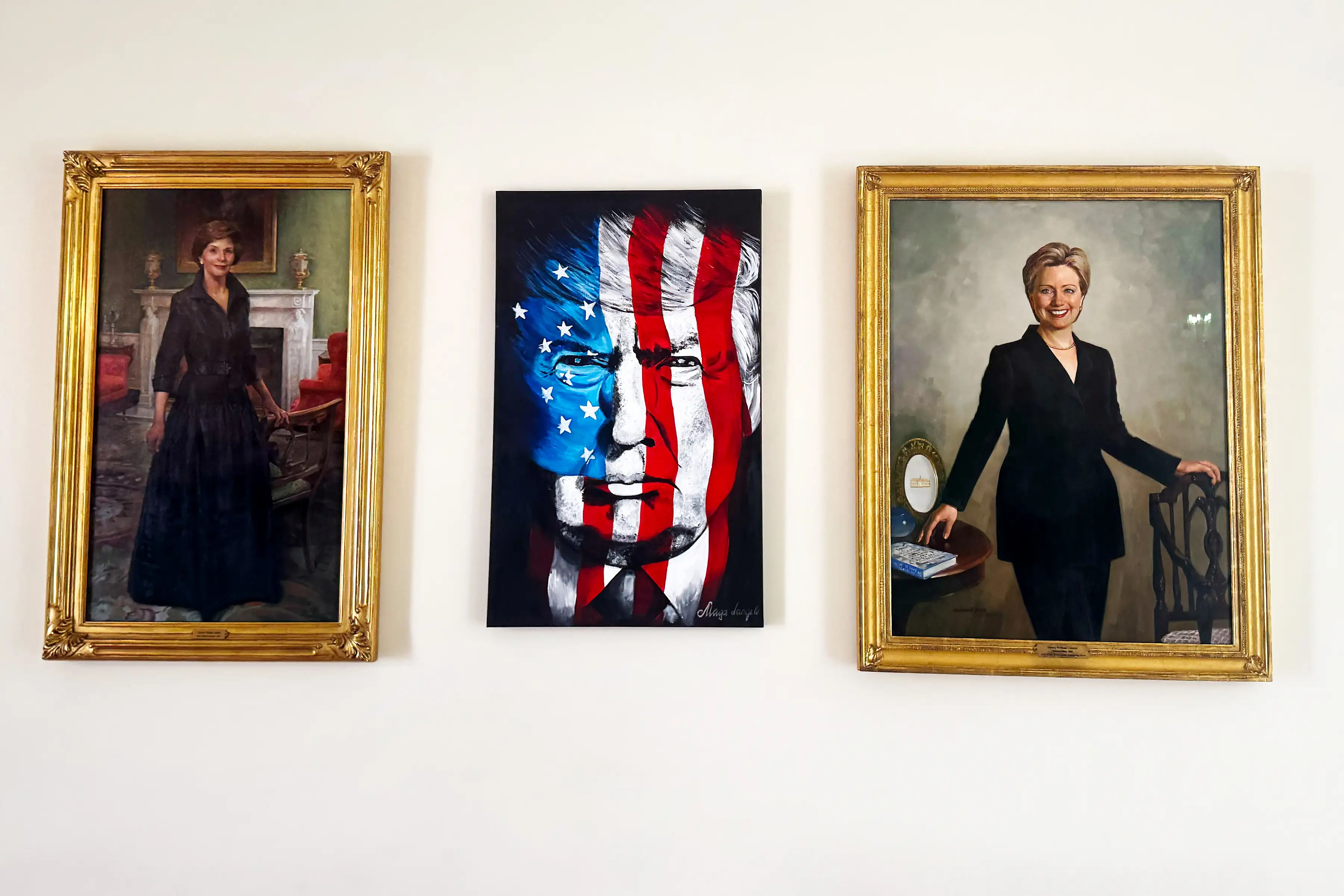 A portrait of President Donald Trump in the White House.