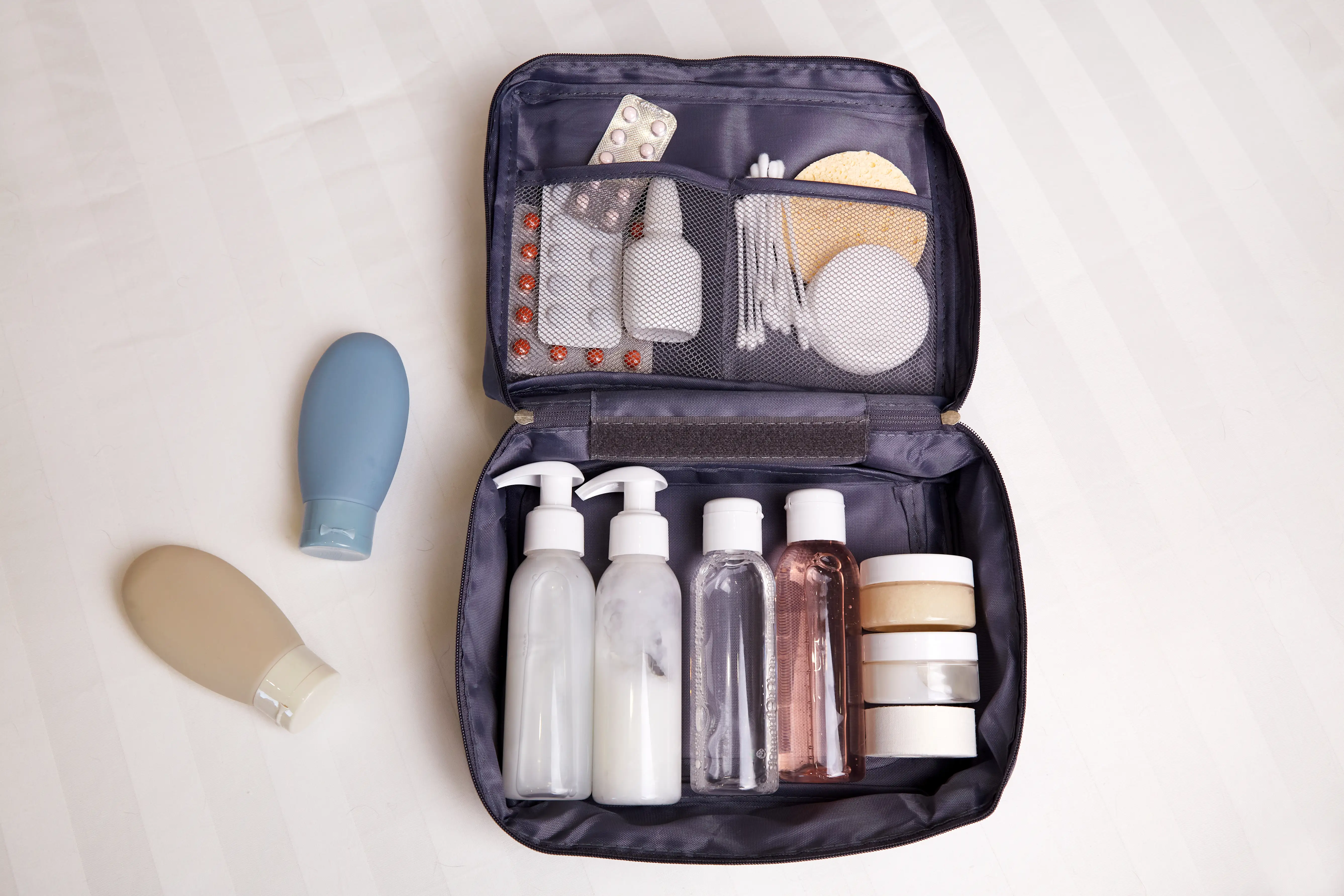 Cosmetic bag with toiletries