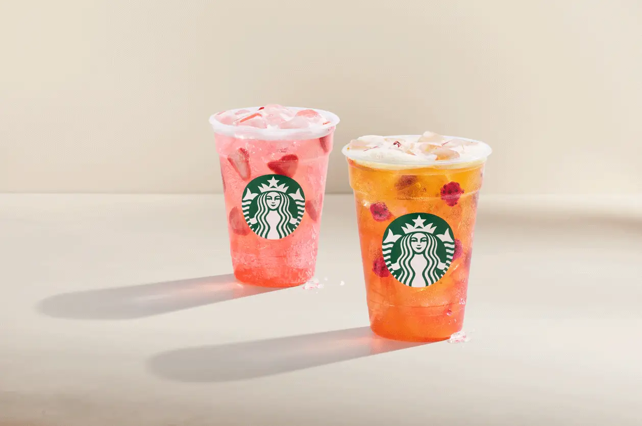 Starbucks Sparkling Strawberry-Acai-Lemonade Refresher and Sparkling Mango Refresher