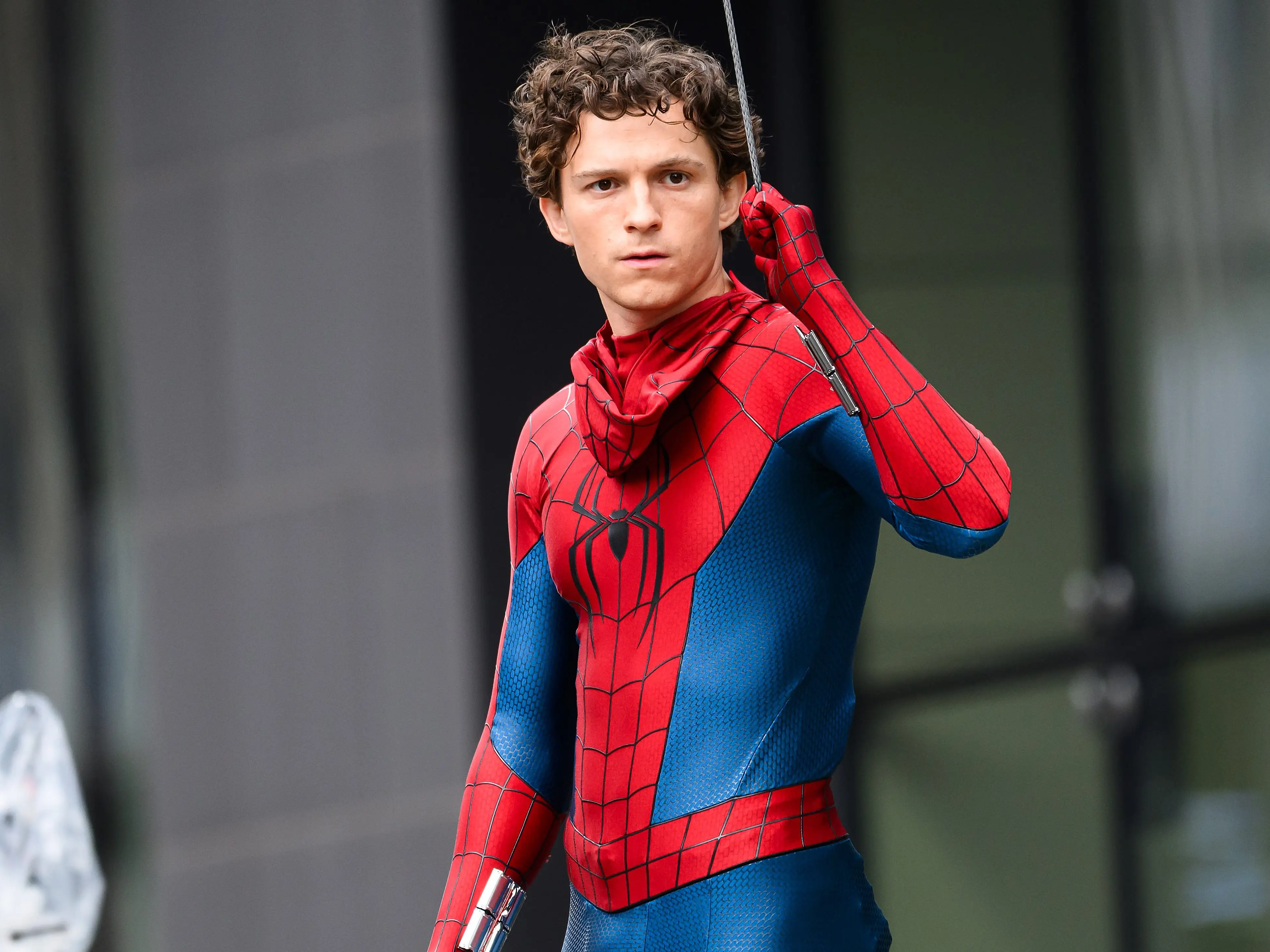 Tom Holland on set of 