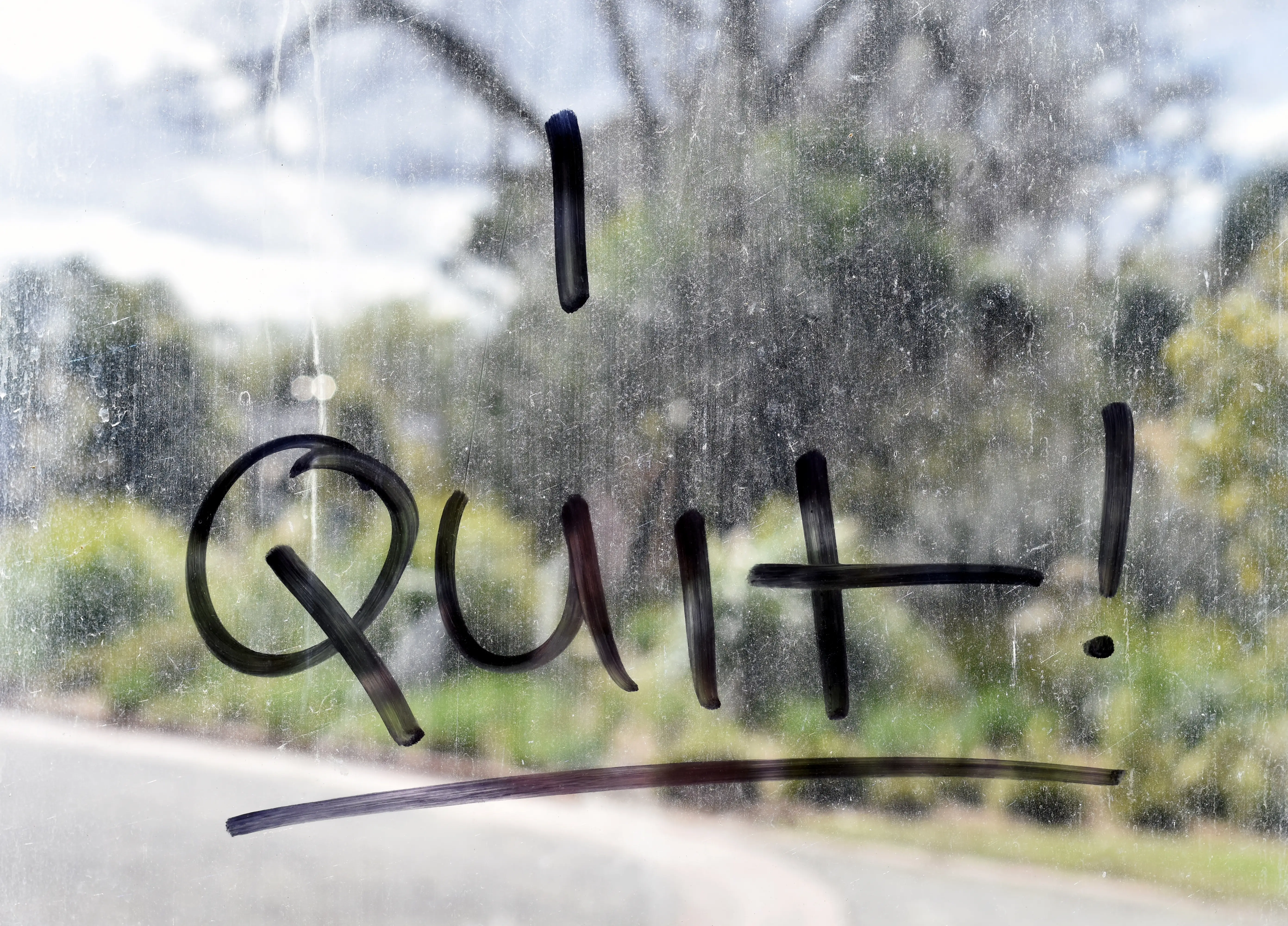 A window with the words 