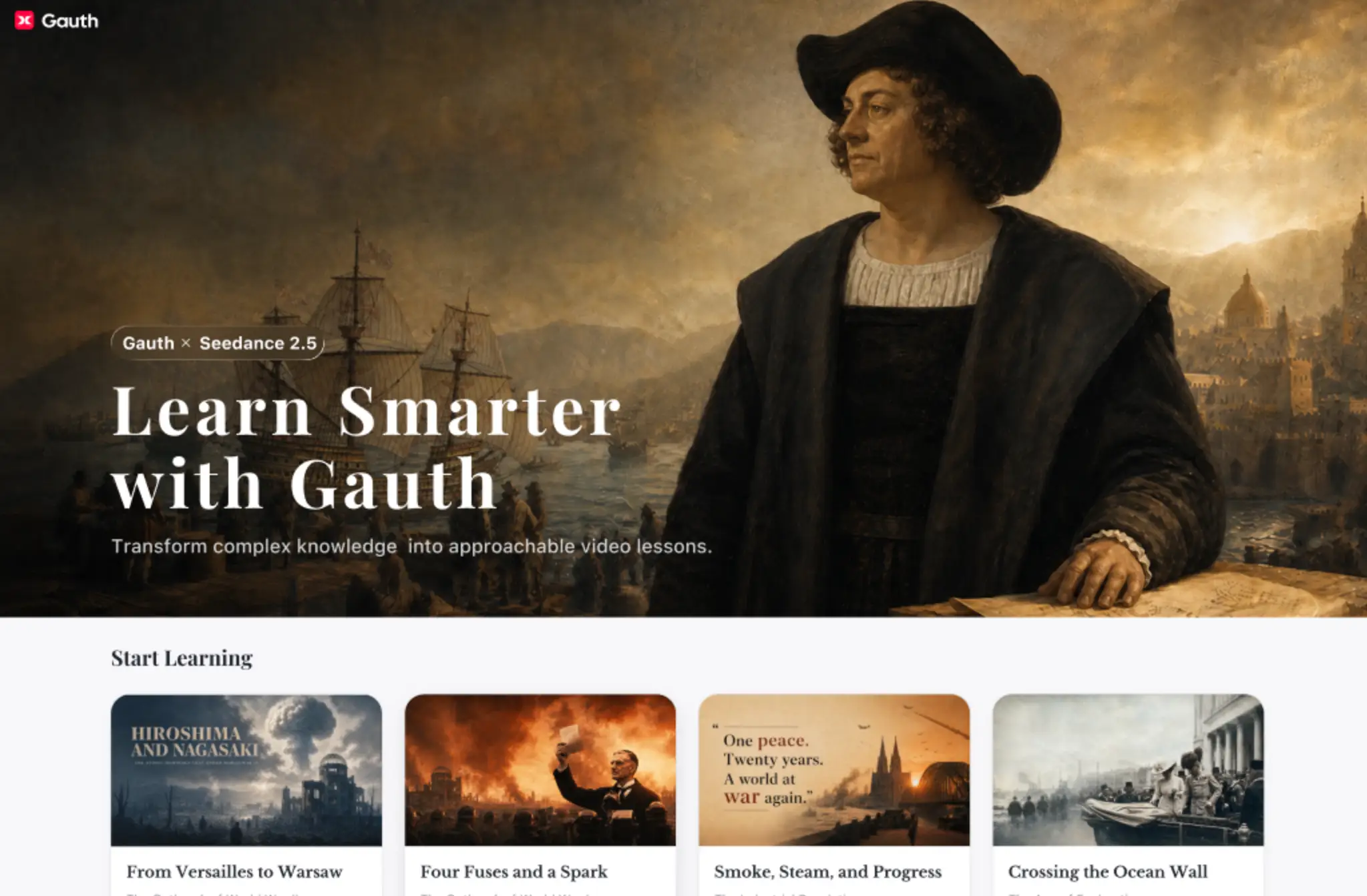 Gauth's website UI
