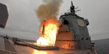 A Japanese destroyer fired its new Tomahawk missiles for the first time