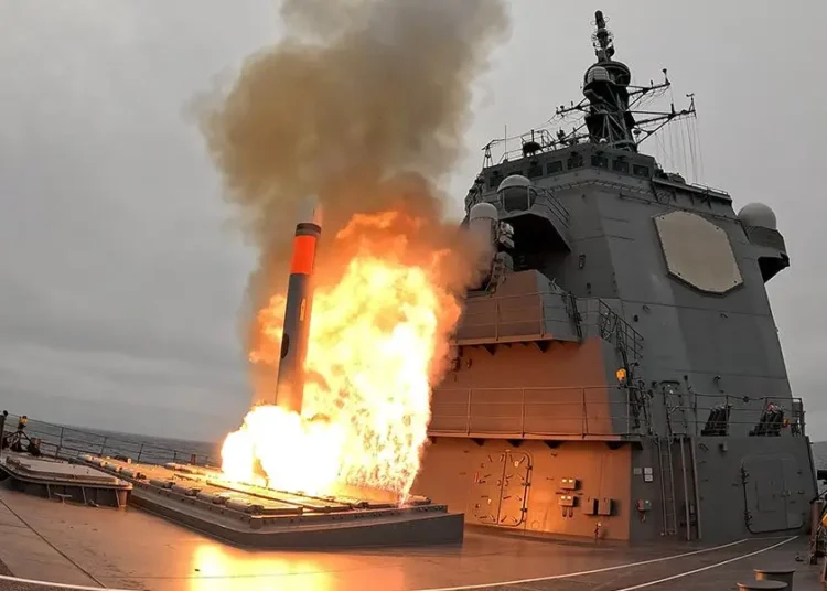 A Japanese destroyer fired its new Tomahawk missiles for the first time