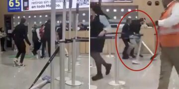 Wild footage shows violent brawl erupt after drunken passengers were thrown off flight at Mexico City airport
