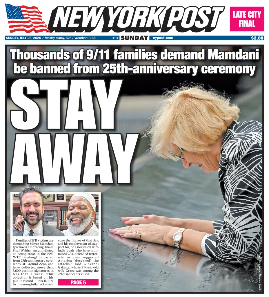 New York Post newspaper front page with the headline 