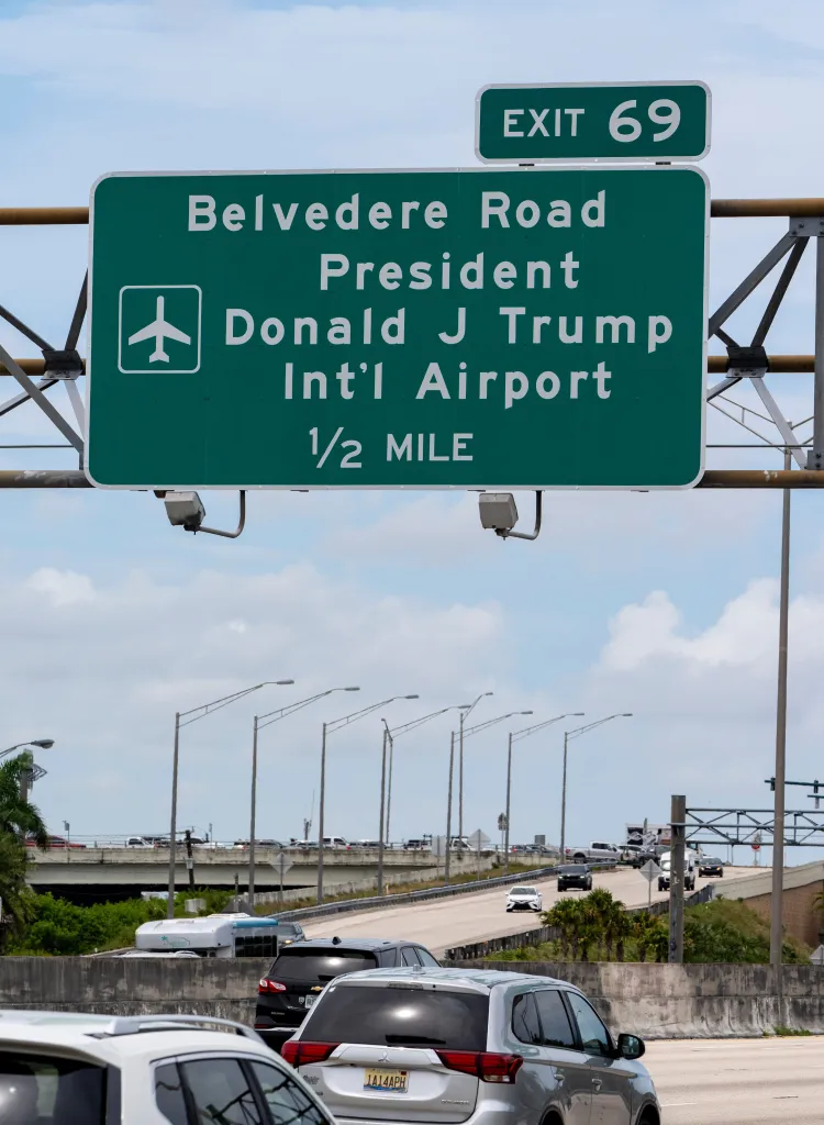 An Interstate 95 exit sign reads