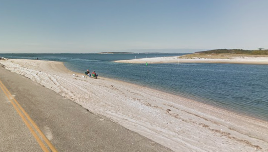 The Sebonac Creek emptying into the Great Peconic Bay in Southampton, NY.