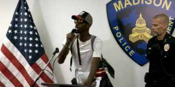 ‘Give me this microphone!’ Chaos as protesters take over police chief’s press conference