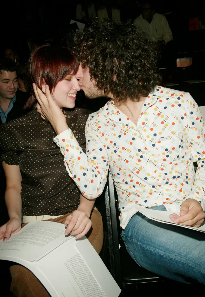 Actress Scarlett Johansson and boyfriend Jack Antonoff at a fashion show.