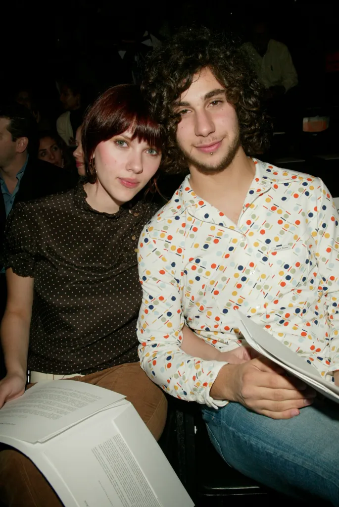 Scarlett Johansson and Jack Antonoff at the BCBG Spring 2003 fashion show.