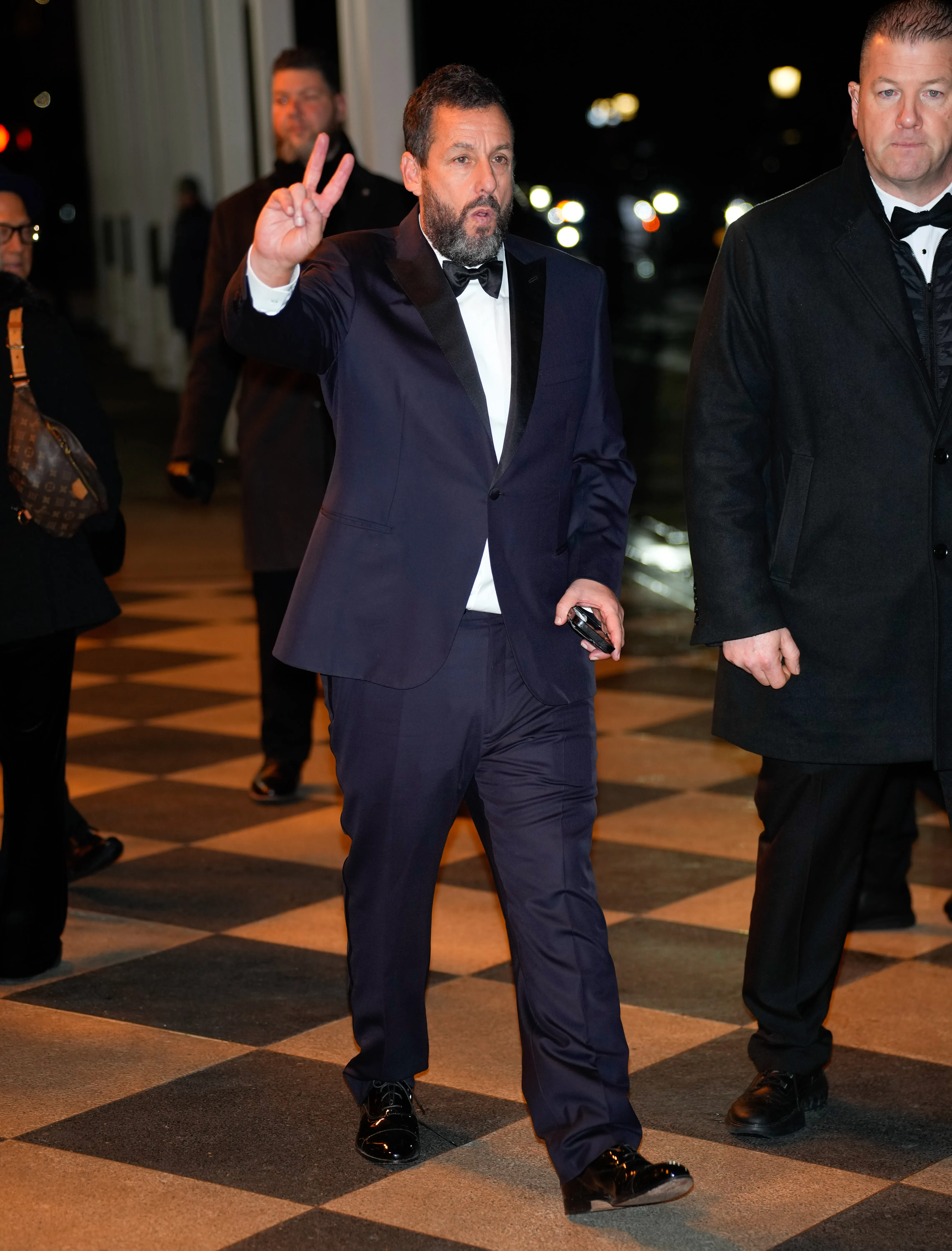 Adam Sandler is seen at the afterparty for SNL50 on February 17, 2025 in New York City. 