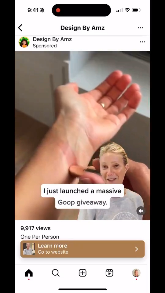 AI illustration of Gwyneth Paltrow promoting a fake Goop giveaway.