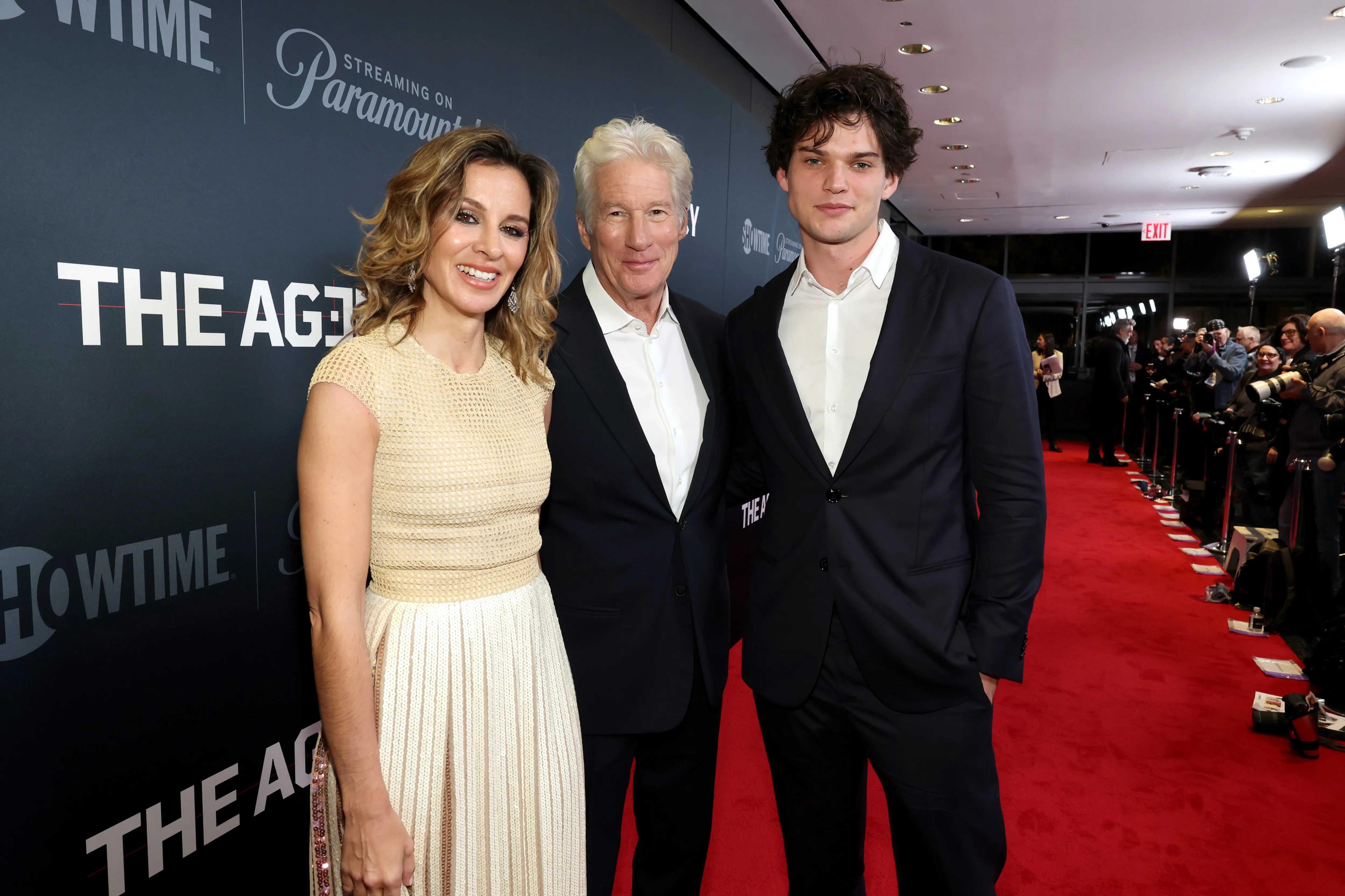 Alejandra Gere, Richard Gere, and Homer James Jigme Gere attend