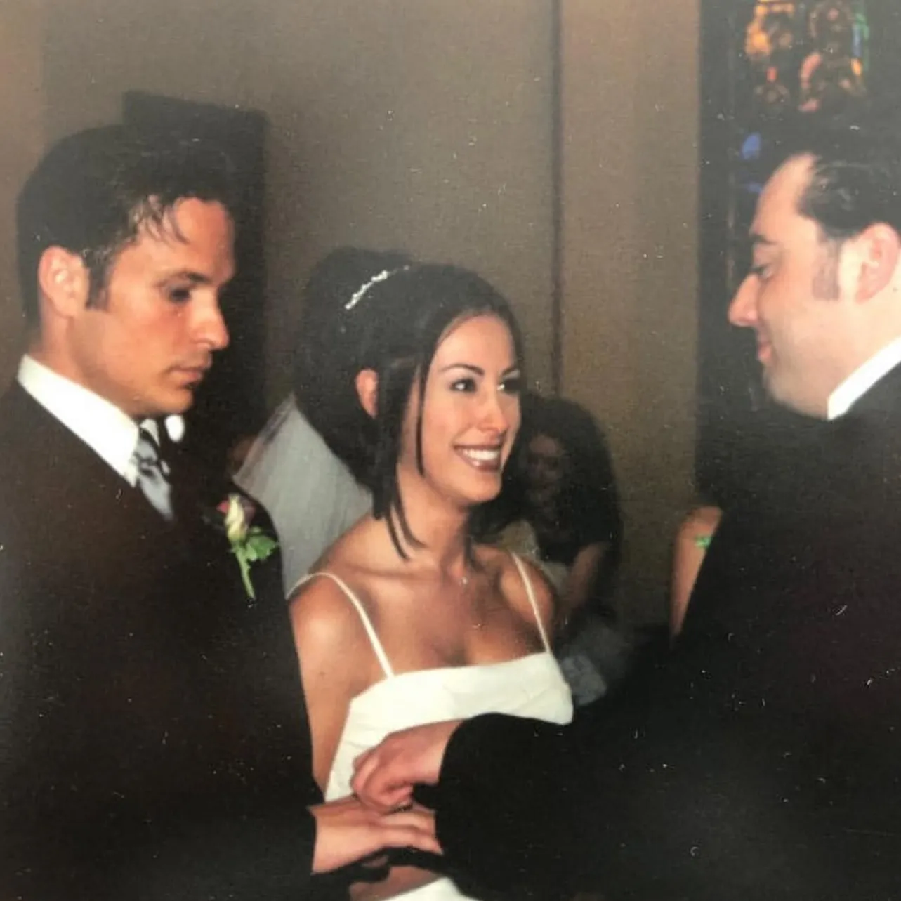 Angie Katsanevas and Shawn Trujillo at their wedding.