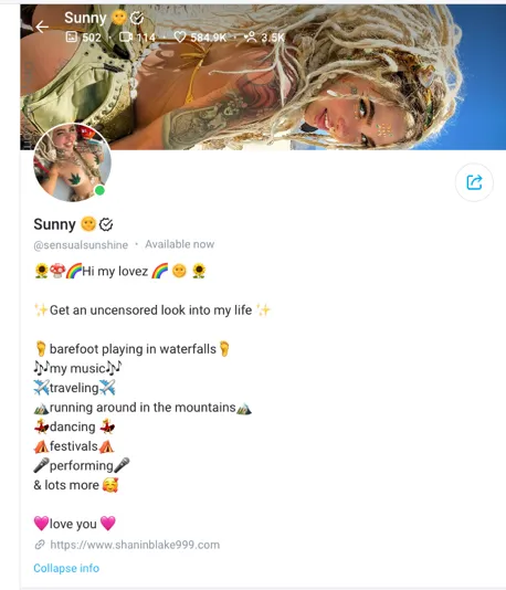 Screenshot of an OnlyFans profile for 