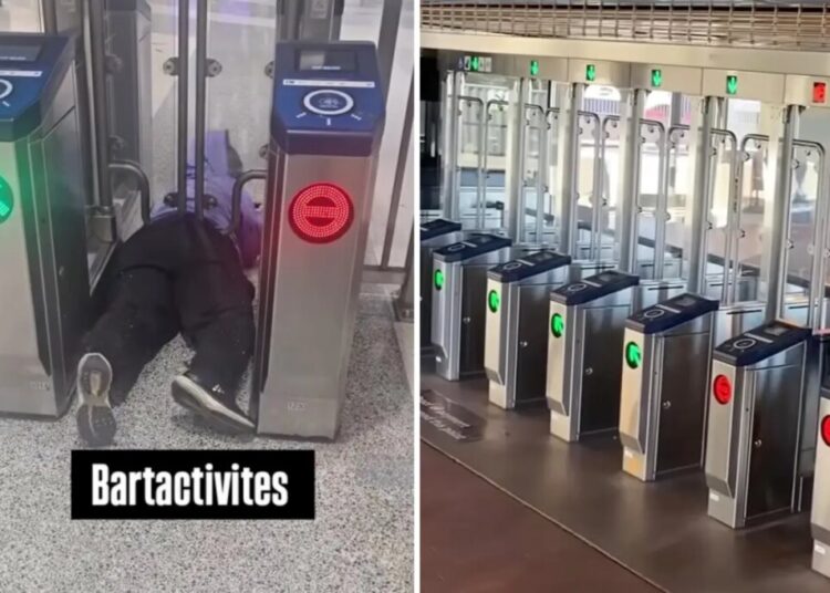 Wild video captures moment woman is snared by new traps at San Francisco BART station