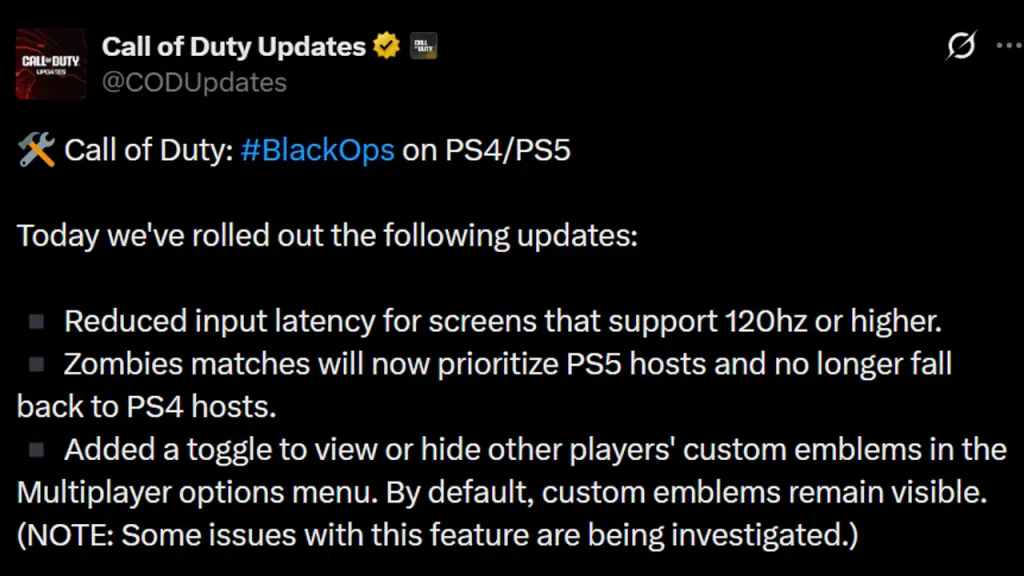 BO1 Update July 22