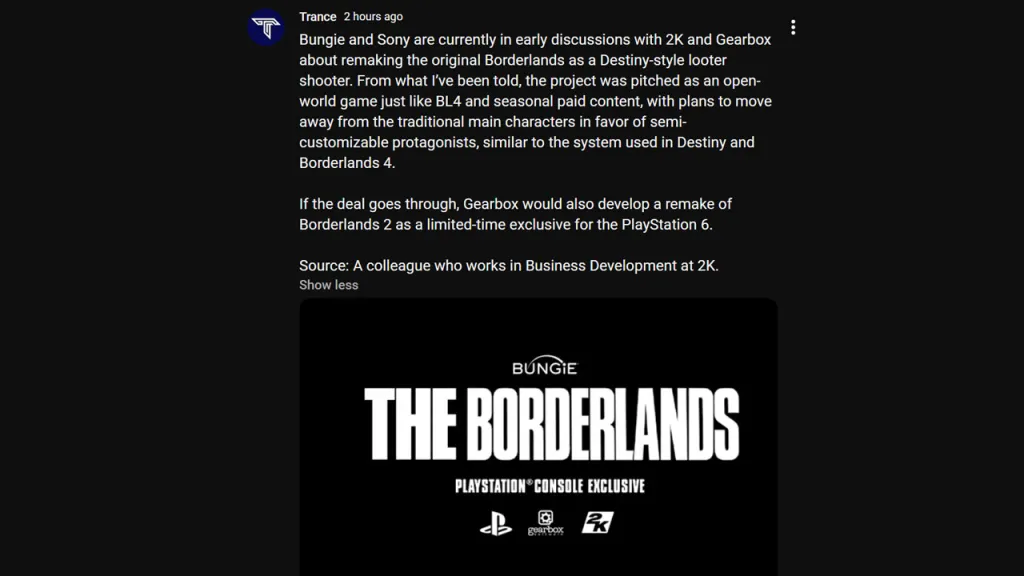 Bungie Borderlands 1 Remake Leak
