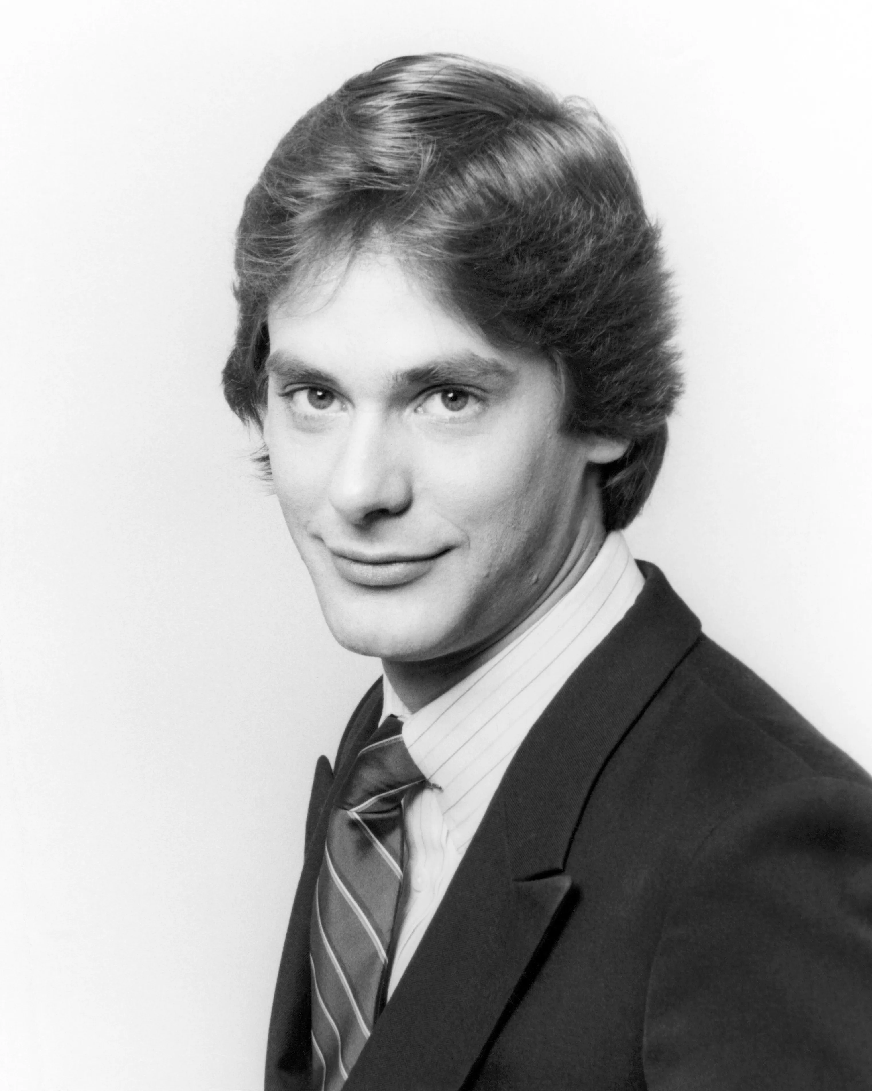 Black and white portrait of actor Scott Bryce from the 1980s.