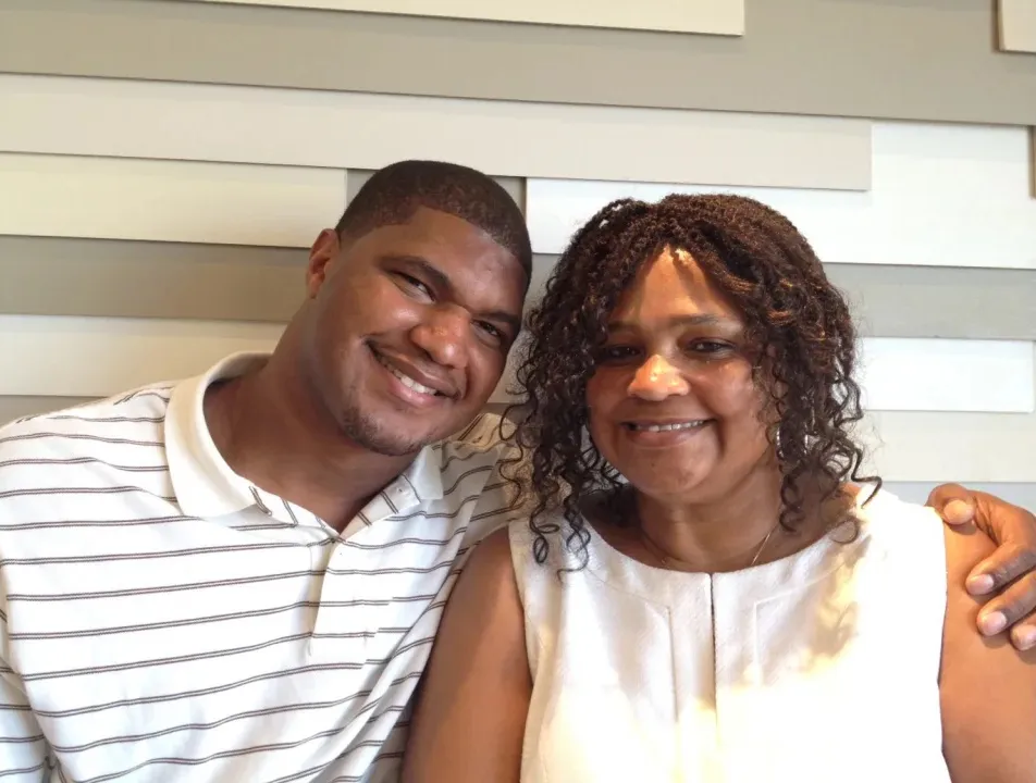NFL defensive end Calais Campbell with his mother Nateal Campbell.