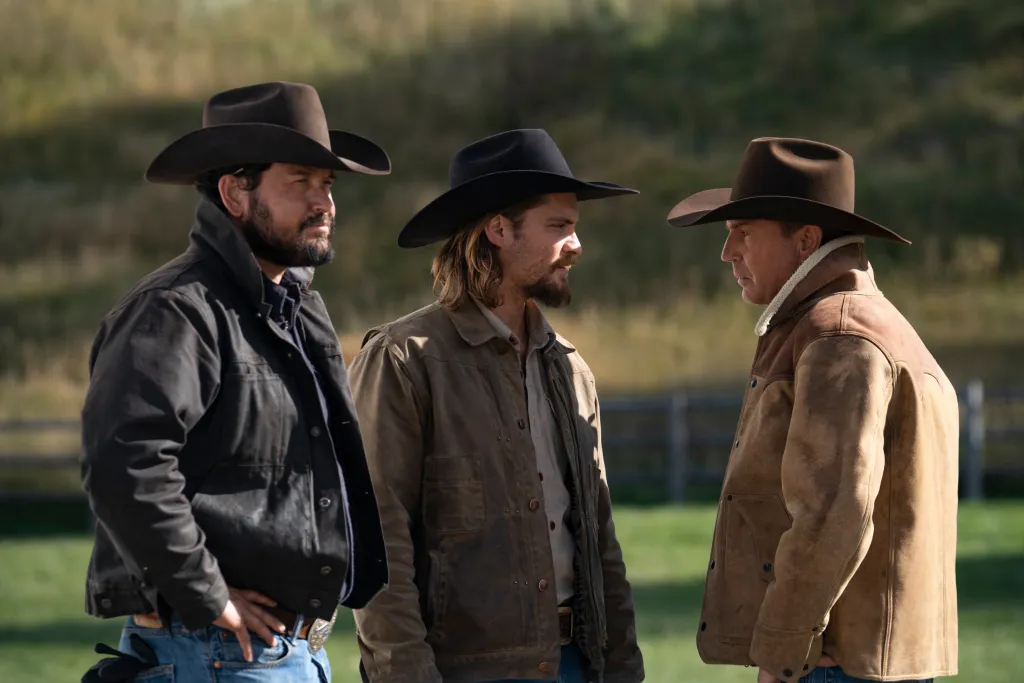 Cole Hauser, Luke Grimes, and Kevin Costner in